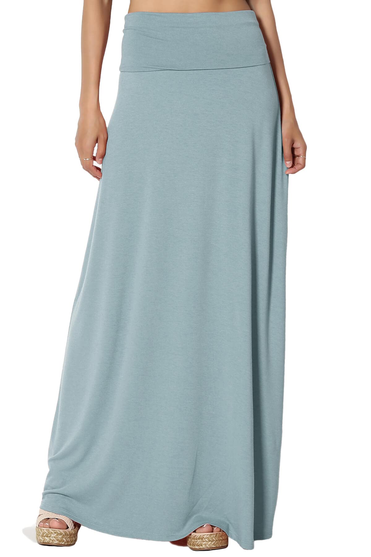 TheMogan Women's Casual Lounge Long Maxi Skirt - Solid Draped Jersey Relaxed Fit (Sizes S-3XL) | Perfect for Yoga, Beach, Travel & Everyday Comfort Wear