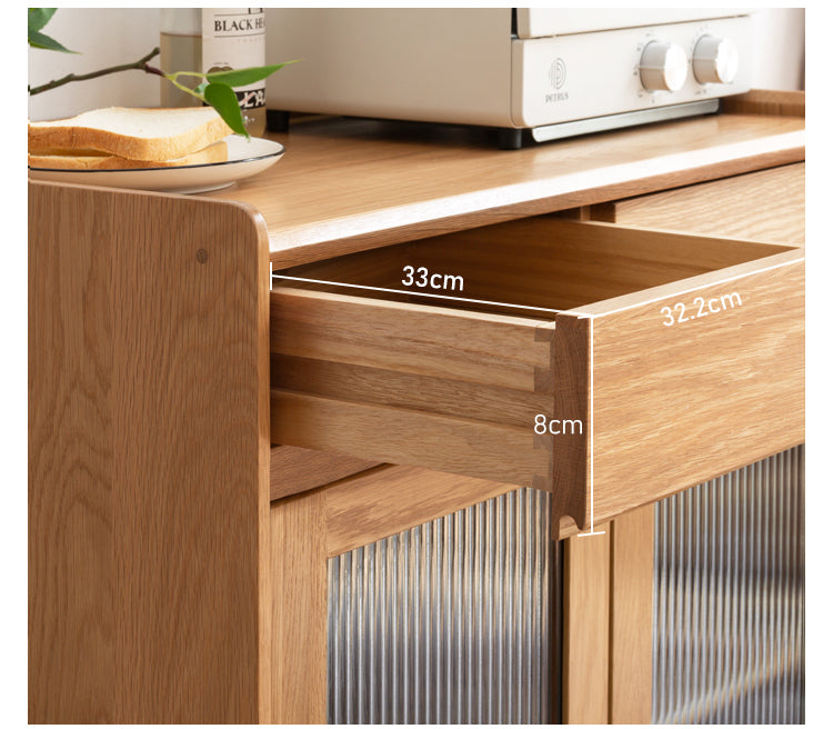 Modern Oak Solid Wood Sideboard - Scandinavian Nordic Style TV Stand, Buffet Cabinet for Living Room, Dining Room & Entryway Storage