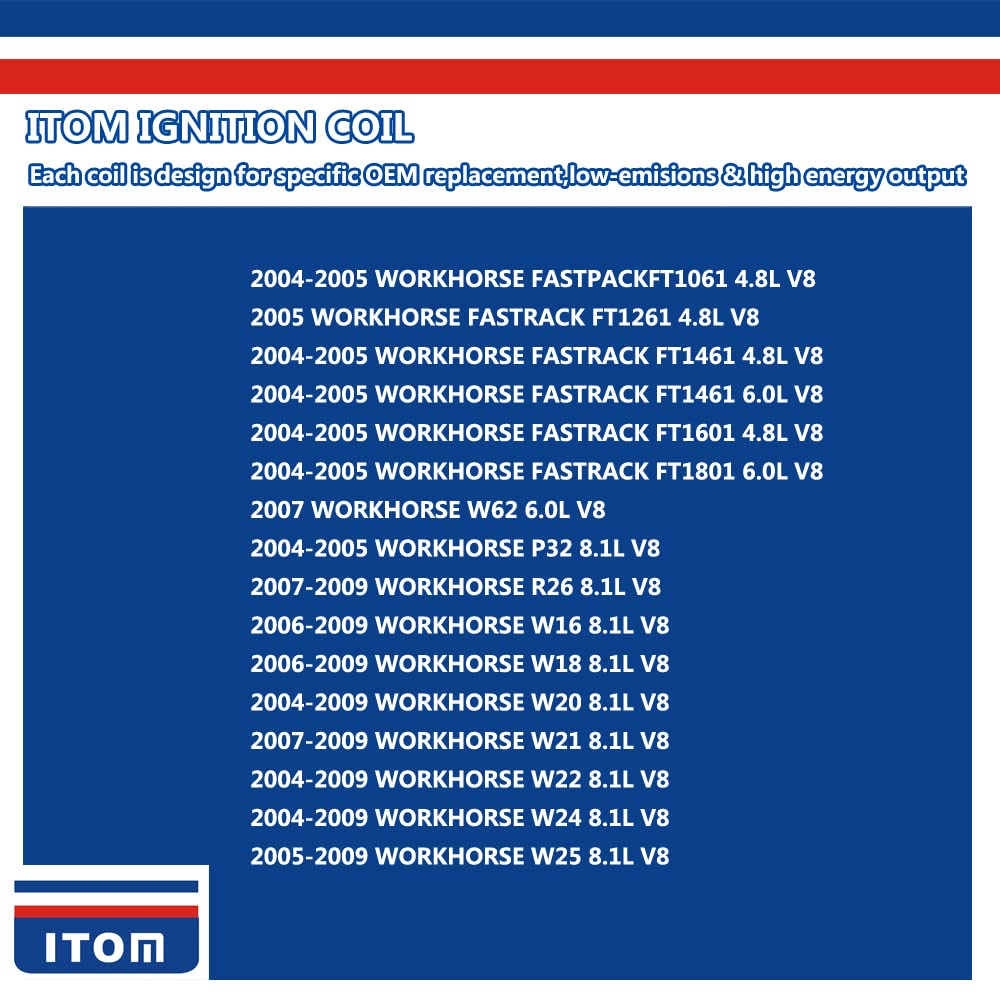 ITOM Ignition Coil Pack T0137 UCA2860 UF192 - Compatible with Cadillac CTS, Chevy Corvette, Suburban, Silverado, Camaro, Pontiac, Sierra, Savana, Yukon, Workhorse (5.7L 6.0L 7.4L 8.1L V8 LS6) - High Performance Replacement Part for Smooth Engine Operation