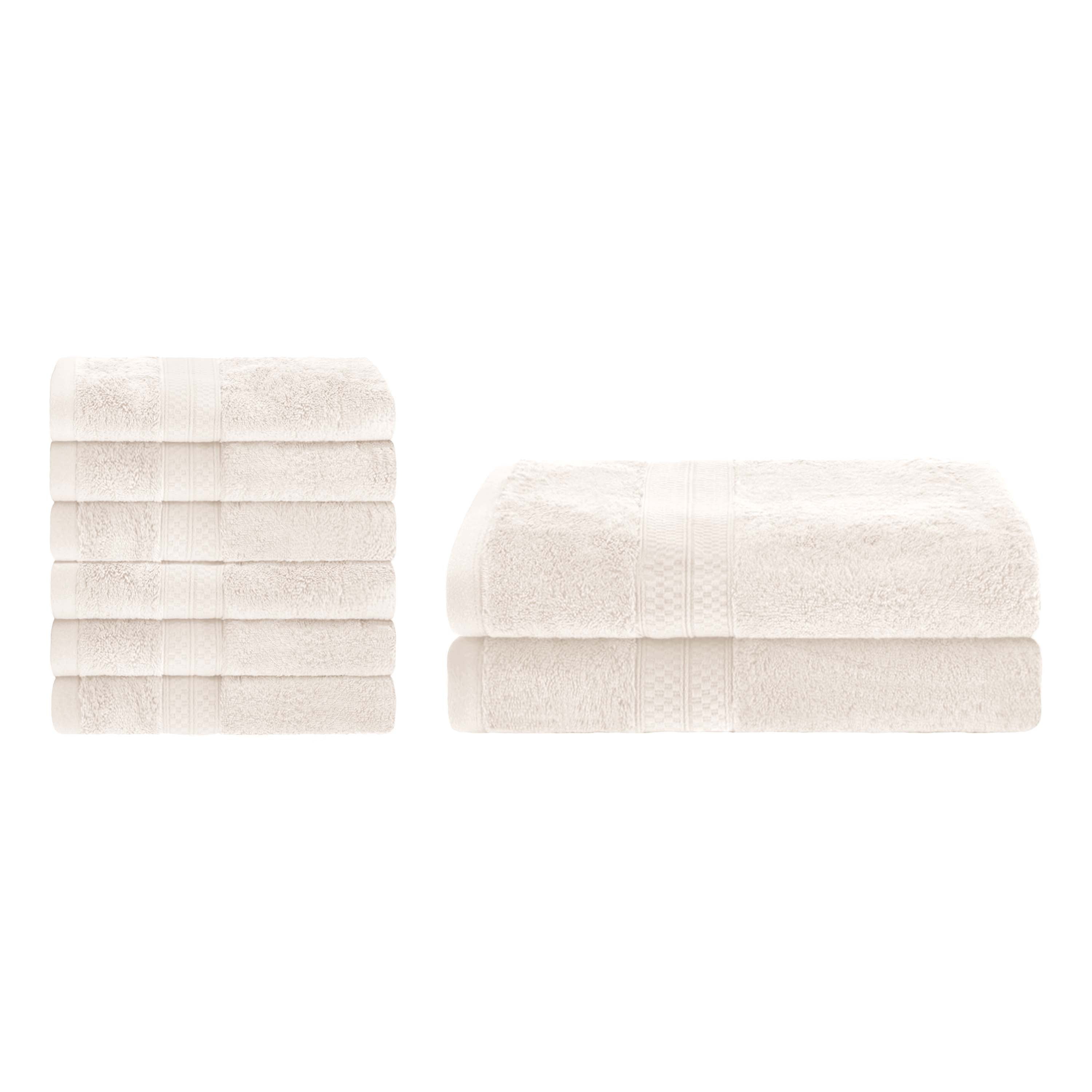 Premium Soft Rayon Bamboo Cotton Blend Bath & Hand Towel Set - 6-Piece Luxury Towels for Spa, Bathroom & Guest Use