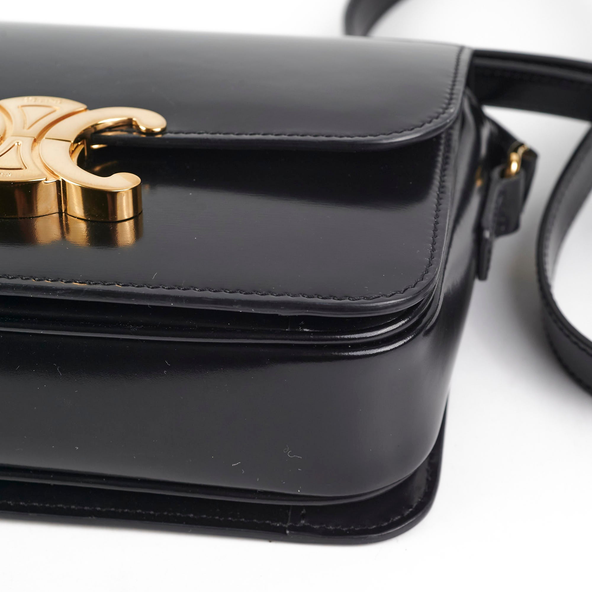 Celine Teen Triomphe Shoulder Bag in Black | Genuine Leather Crossbody Purse for Women | Perfect for Date Night, Office & Everyday Use