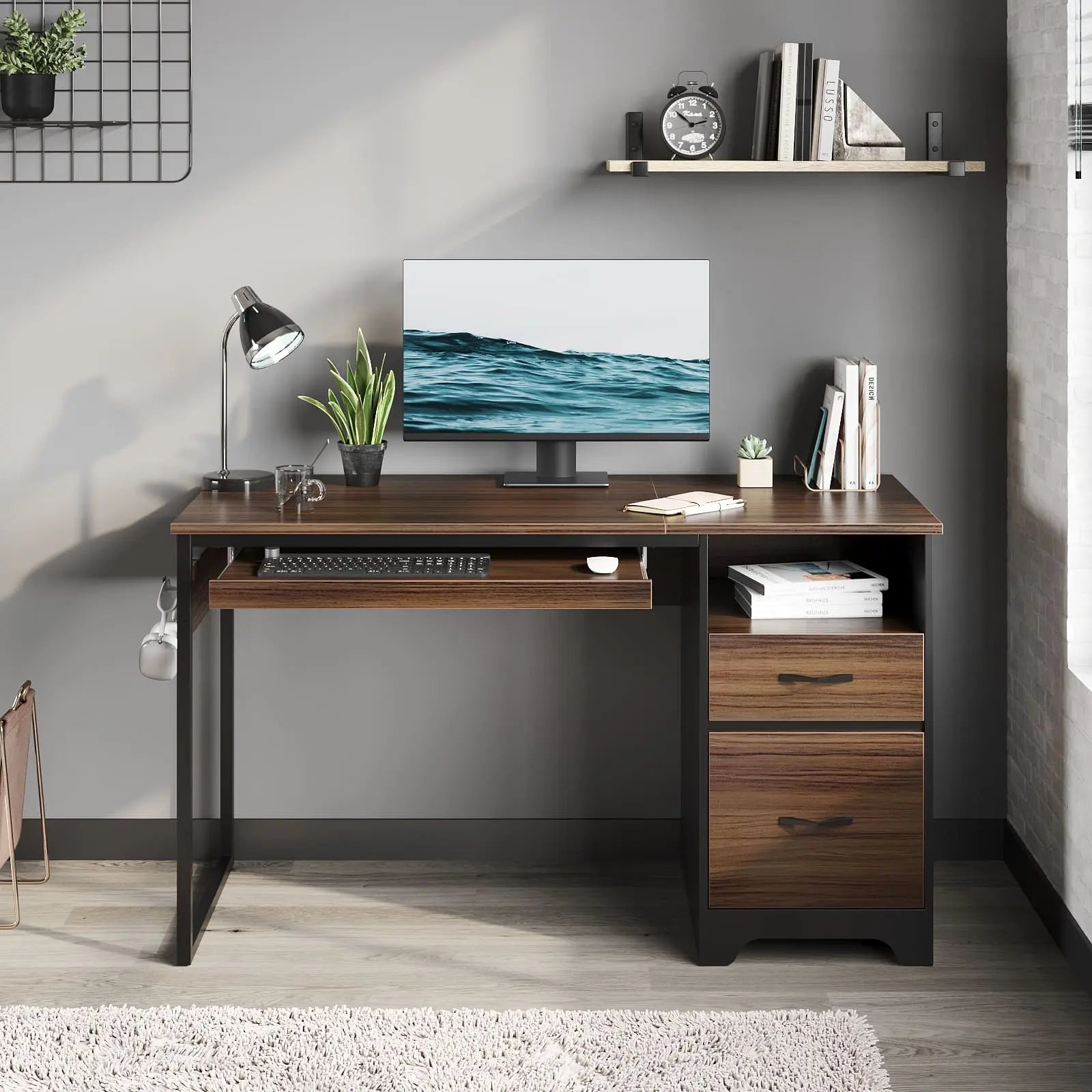 Bestier 48 Inch Office Computer Desk with Drawers - Modern Writing Workstation with Storage for Home & Small Business - Perfect for Remote Work, Study & Gaming Setup