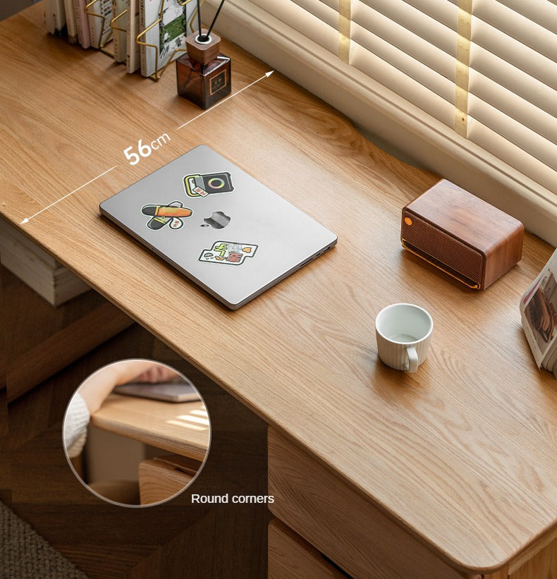Oak Solid Wood Modern Study Table - Durable & Stylish Home Office Desk for Work or Study | Perfect for Small Spaces, Apartments & Remote Work