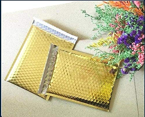 ProLine Glamour Metallic Gold Poly Bubble Mailers - 500 Pack of #0 Extra Wide 7x10 Envelopes for DVDs & CDs (6.625x9.25