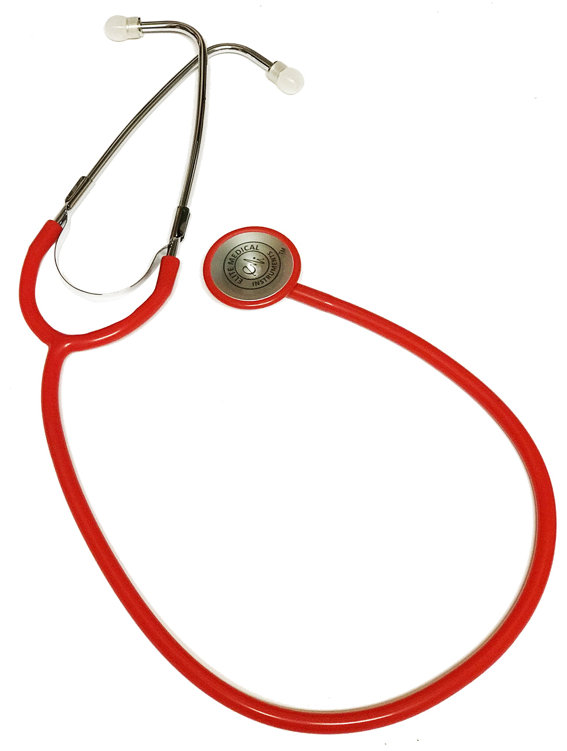 EMI Basix Single Head Stethoscope - Professional Medical Stethoscope for Doctors, Nurses & Students - Red - Ideal for Clinical Use, Patient Exams & Medical Training