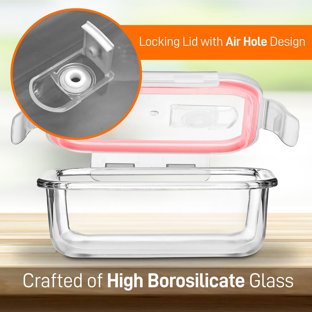 Premium High Borosilicate Glass Food Storage Containers - Airtight, Microwave & Oven Safe - Perfect for Meal Prep, Leftovers & Freezer Storage