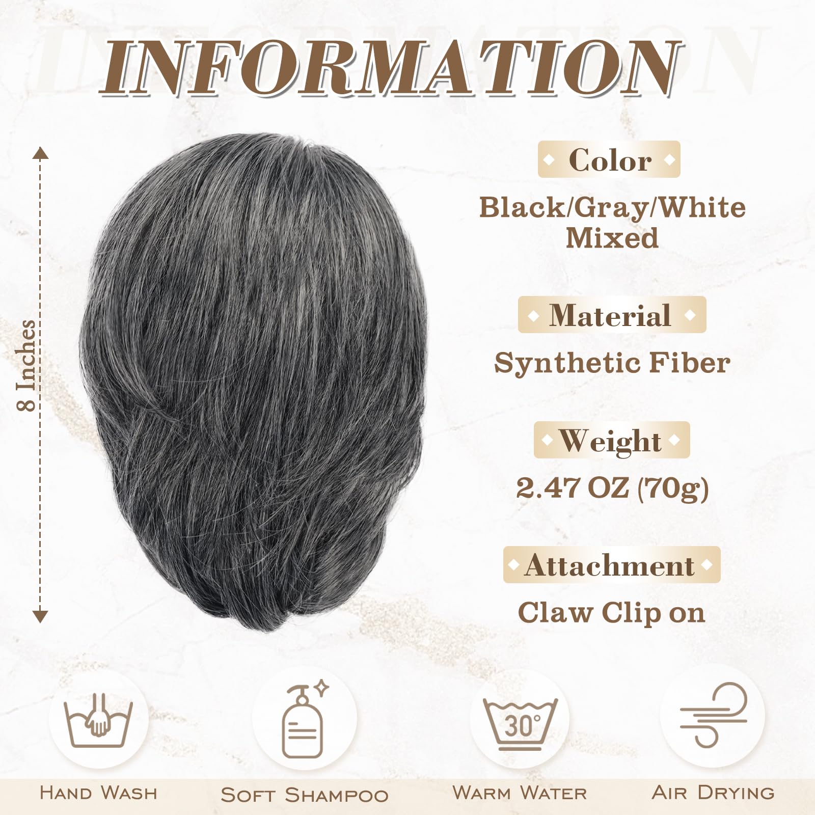 8 Inch Claw Clip Hair Bun Extension for Straight Hair - Perfect for Updos, Ponytails & Everyday Hairstyles