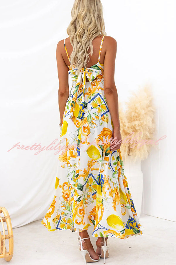 Summer Crush Abstract Print Back Tie-Up Maxi Dress - Flowy Beach Cover Up, Boho Festival Outfit & Casual Summer Dress for Women