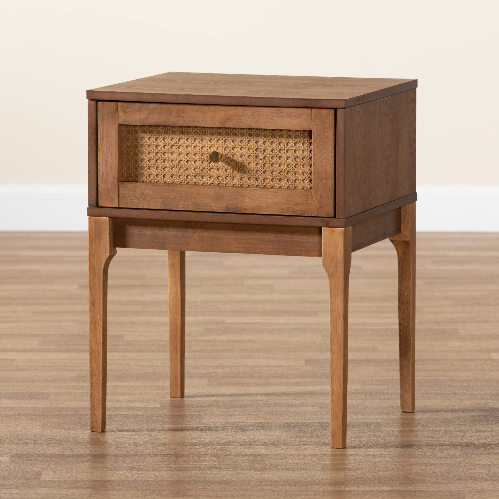 Baxton Studio Ramiel Nightstand - Modern Bedside Table with Natural Brown/Gold Finish - Perfect for Bedroom, Living Room, or Guest Room Decor