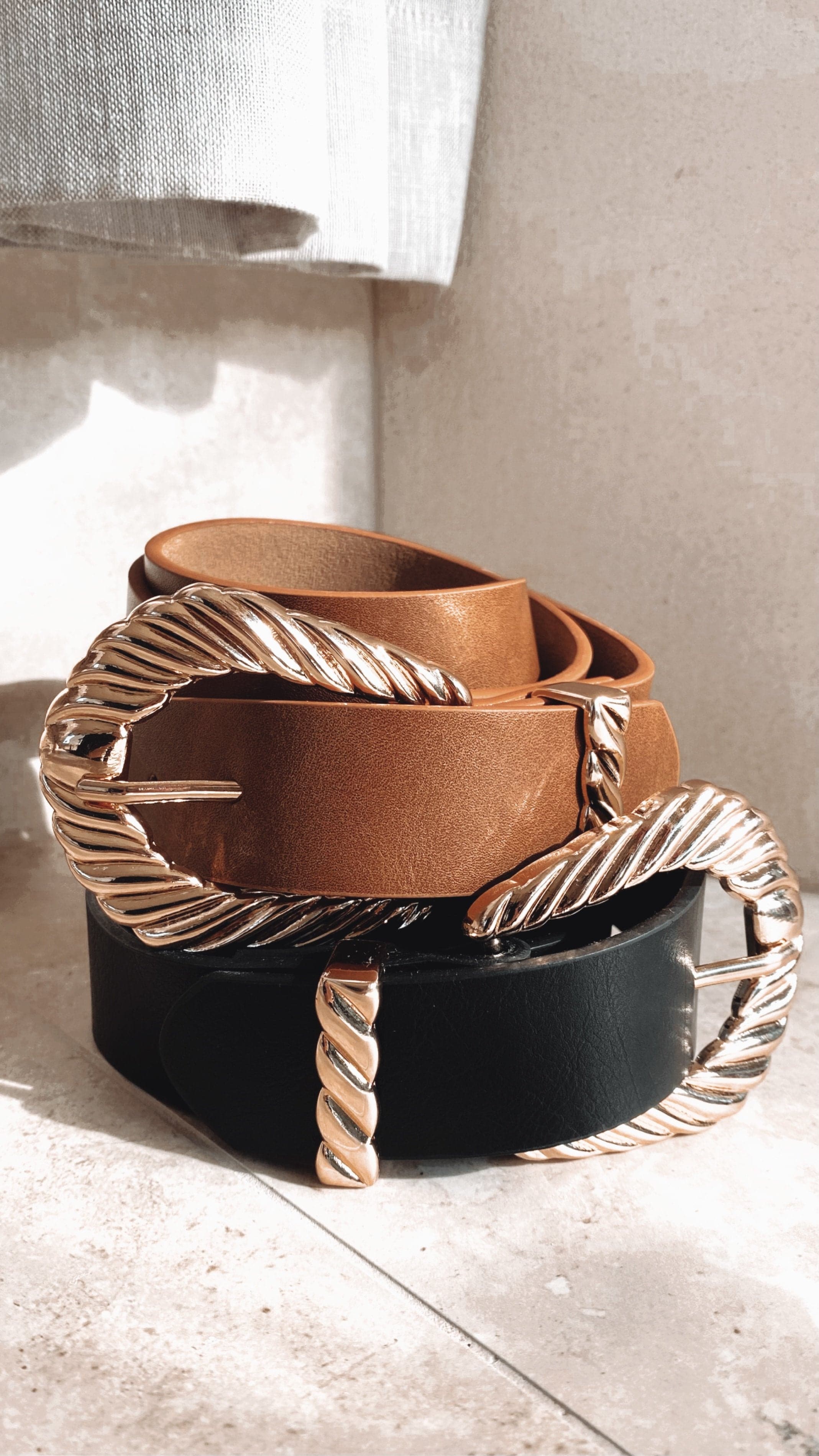 Amelie Twist Buckle Belt for Women - Stylish Black & Gold Waist Belt | Perfect for Jeans, Dresses & Fashion Accessories