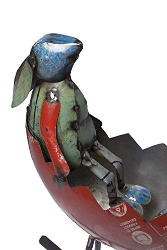 Handcrafted Recycled Iron Rocking Rabbit Easter Decor - Unique Collectible Figurine for Home, Office & Garden - Perfect for Christmas, Halloween & Easter Party Decorations - Ideal Gift for Animal Lovers & Home Decor Enthusiasts