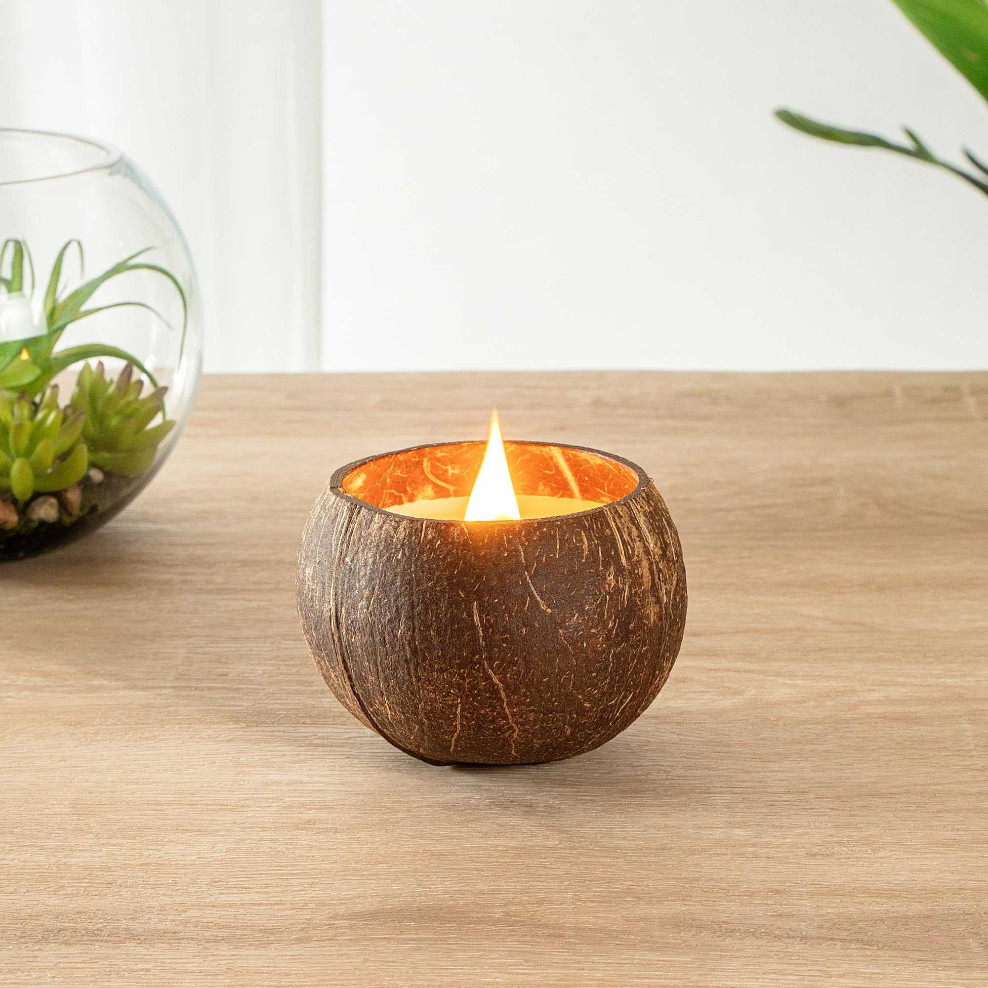 Hand-Poured Coconut Shell Candle - 3.9 x 2.8 Inch Natural Soy Wax Candle with Wooden Wick, Pineapple Papaya Fragrance, Double Wax Blend for Home Decor, Spa Relaxation & Romantic Ambiance