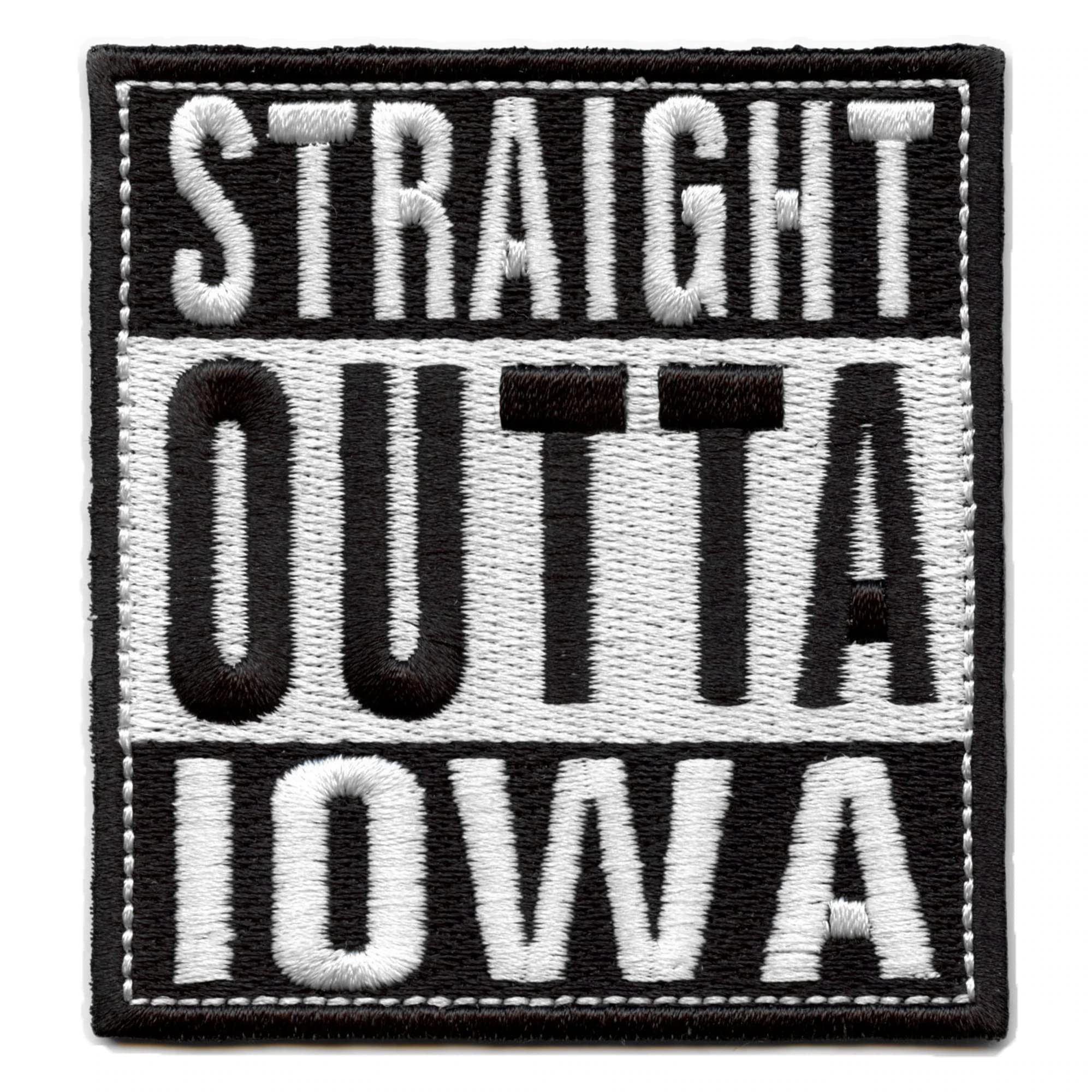 Straight Outta Iowa Embroidered Iron On Patch - Perfect for Denim Jackets, Backpacks & DIY Clothing Customization