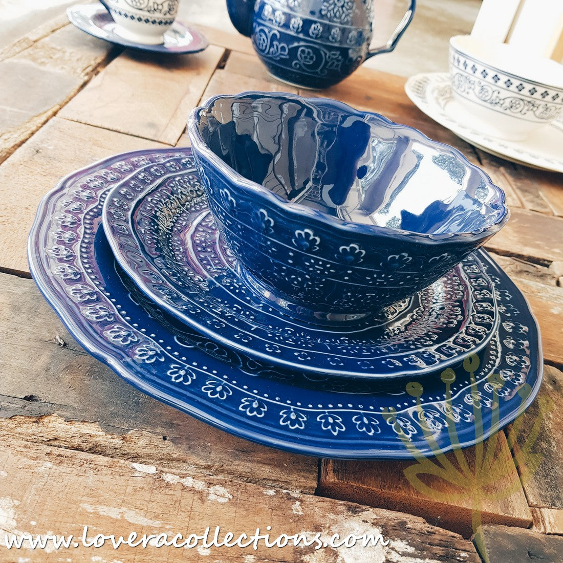Adelaide Blue & White Dinnerware Set - Elegant Ceramic Plates, Bowls & Serving Dishes for Dining & Entertaining | Perfect for Dinner Parties, Family Meals & Special Occasions