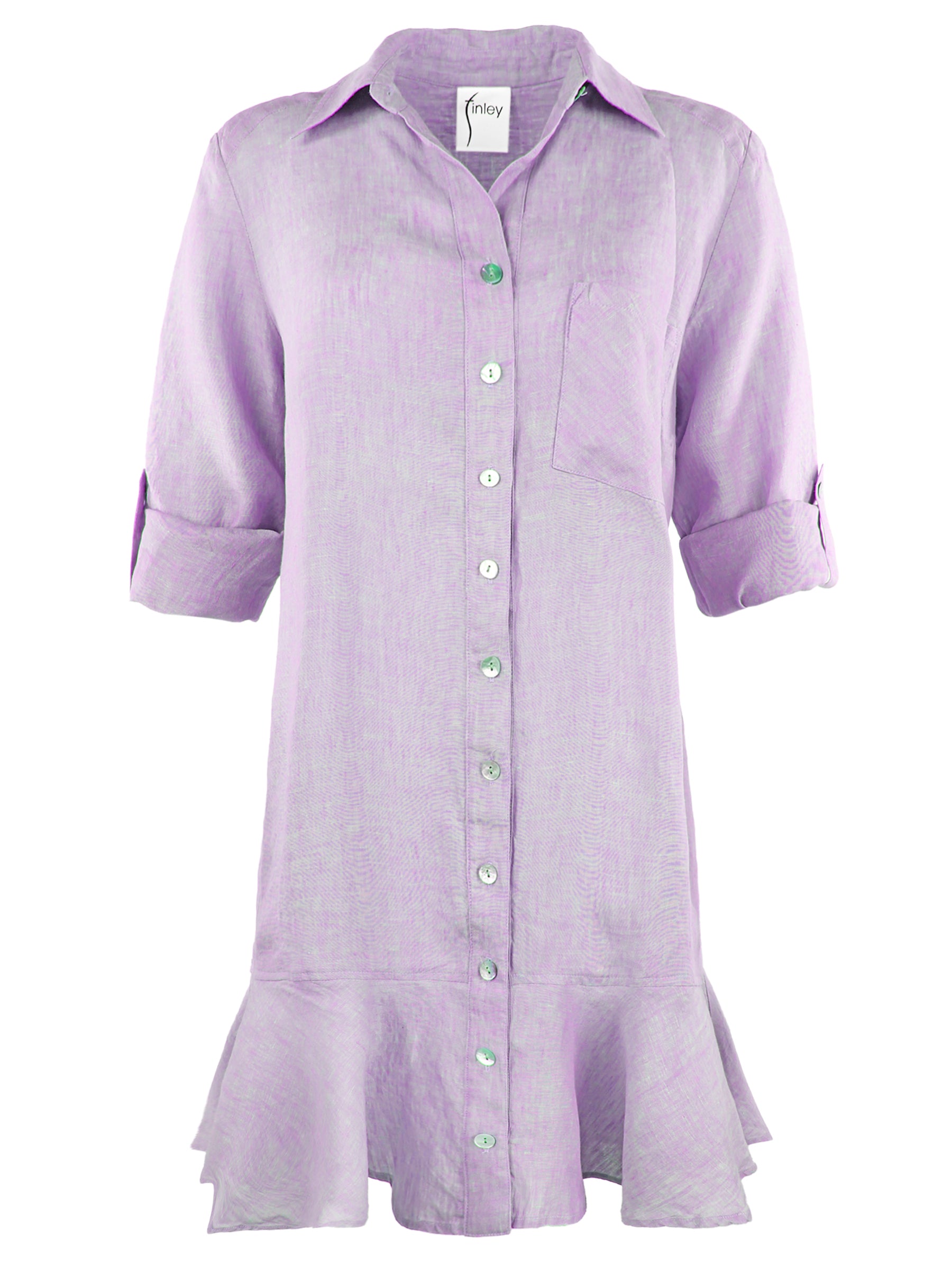 Lilac Drop Waist Float Washed Linen Shirt Dress for Women - Casual Summer Dress for Beach, Vacation & Everyday Wear