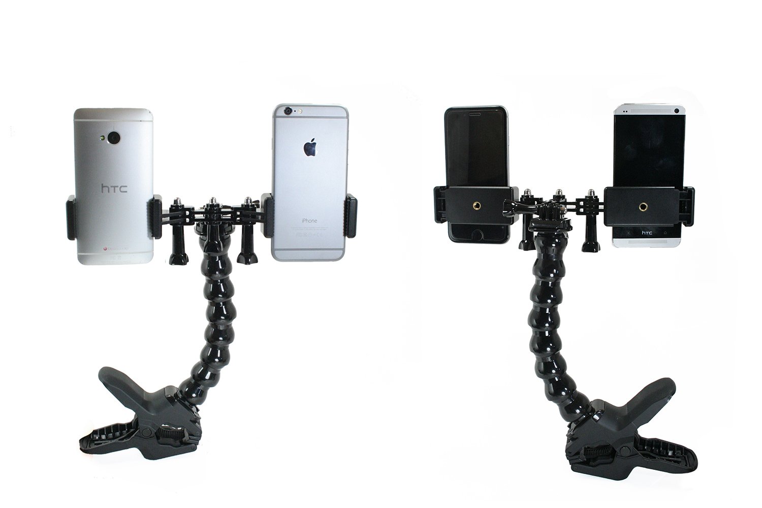 Livestream Gear® - Dual Device Jaws Clamp for Streaming & Video Recording - Compatible with 2 Phones, Sports Cameras & Canon DSLRs - Adjustable Angles - Perfect for Live Streaming, Vlogging & Multi-Angle Video Shoots