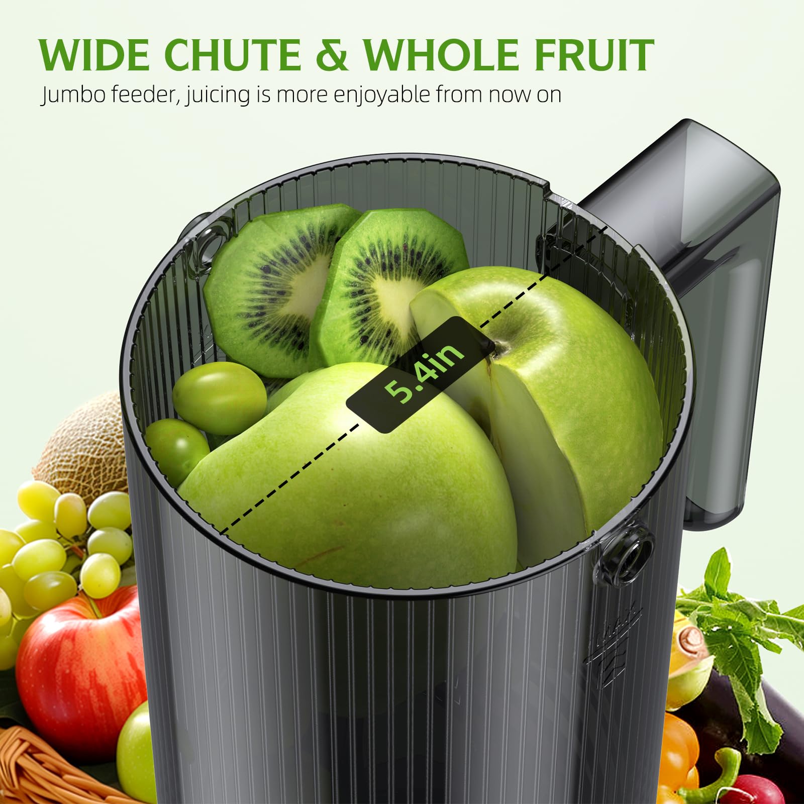 Premium Cold Press Juicer Machine - Slow Masticating Juicer with 5.4