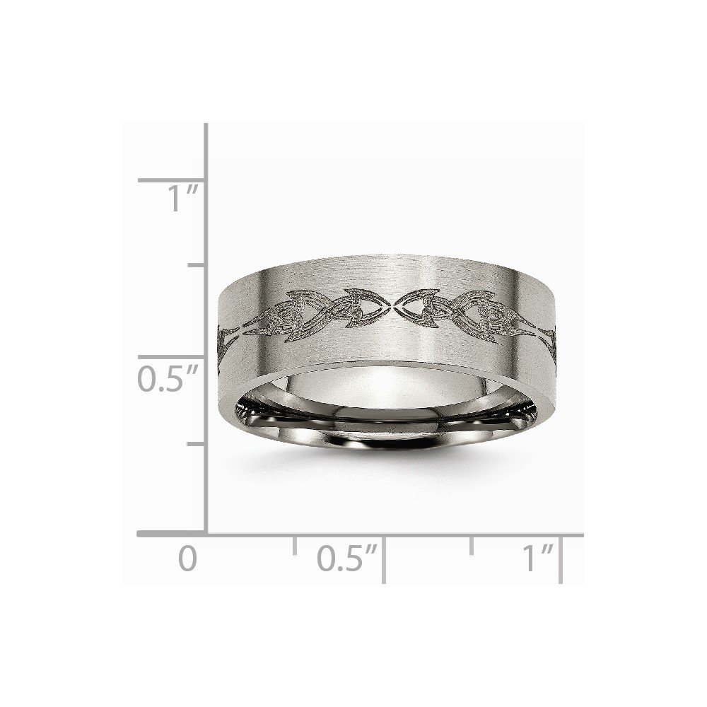 Jewels By Lux Titanium Flat 8mm Laser Engraved Brushed Wedding Band Ring for Men - Perfect for Anniversary, Engagement & Everyday Wear