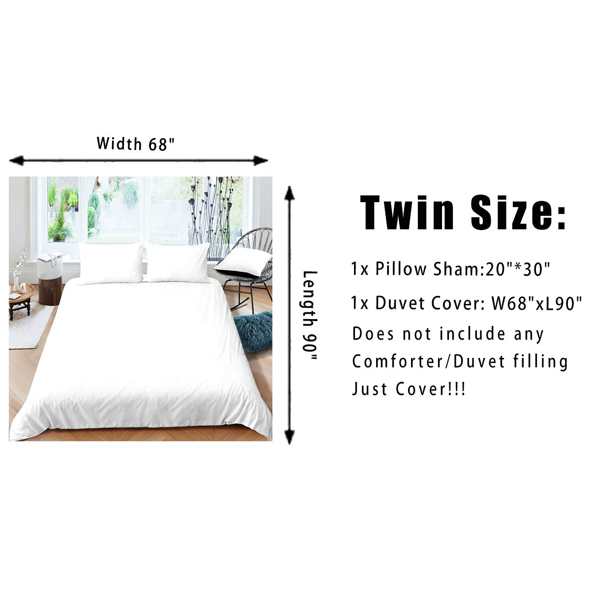 Feelyou Twin Size Kids Duvet Cover Set - Cute Cow Milk Cartoon Animal Design, Soft Microfiber Polyester Bedding for Boys & Girls (2-Piece Set with Pillow Sham, Zipper Closure, Black & White) | Perfect for Nursery, Kids Room & Sleepovers