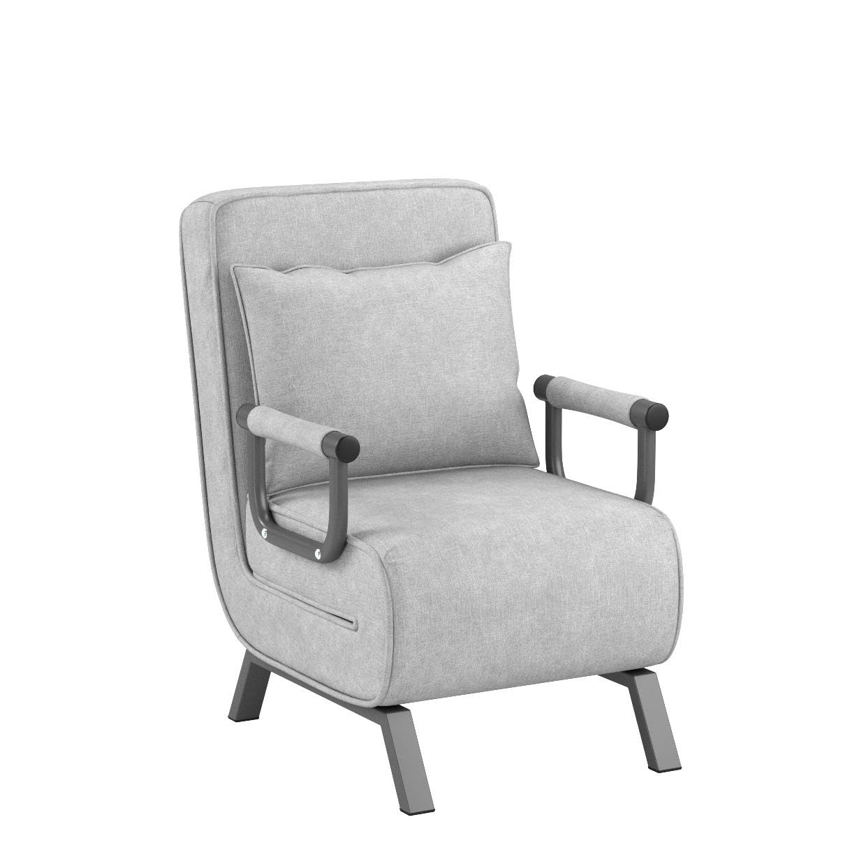 5-Position Convertible Sofa Bed with Removable Cover - Foldable Armchair Sleeper, Full Padded Lounger for Living Room, Guest Room & Home Office - Includes Comfort Pillow (Grey) - Perfect for Small Spaces, Overnight Guests & Multi-Functional Furniture Needs
