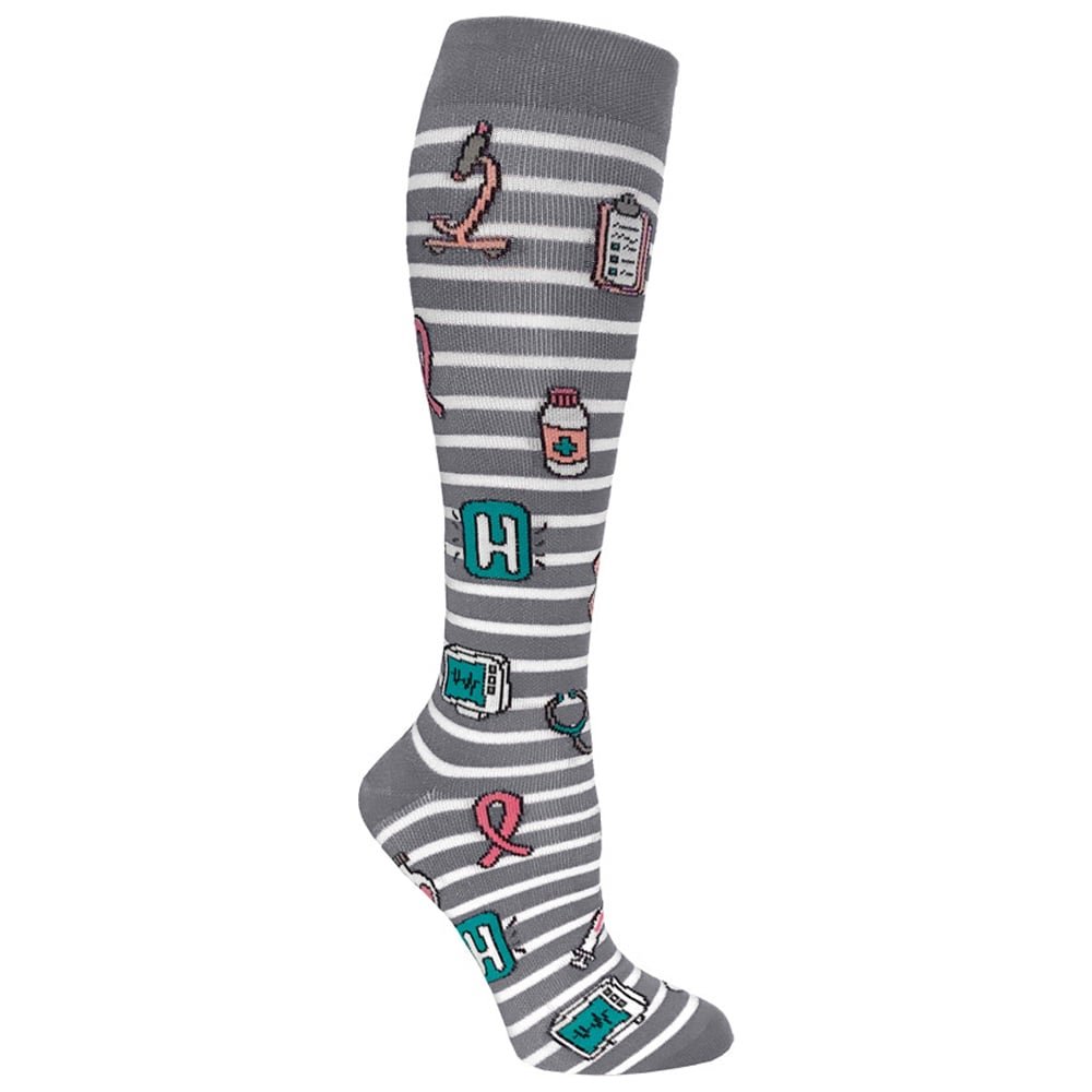 Prestige Medical Premium Compression Socks for Women & Men - 15-20 mmHg Graduated Support, Grey Stripes Design - Ideal for Running, Travel, Nursing & Varicose Vein Relief