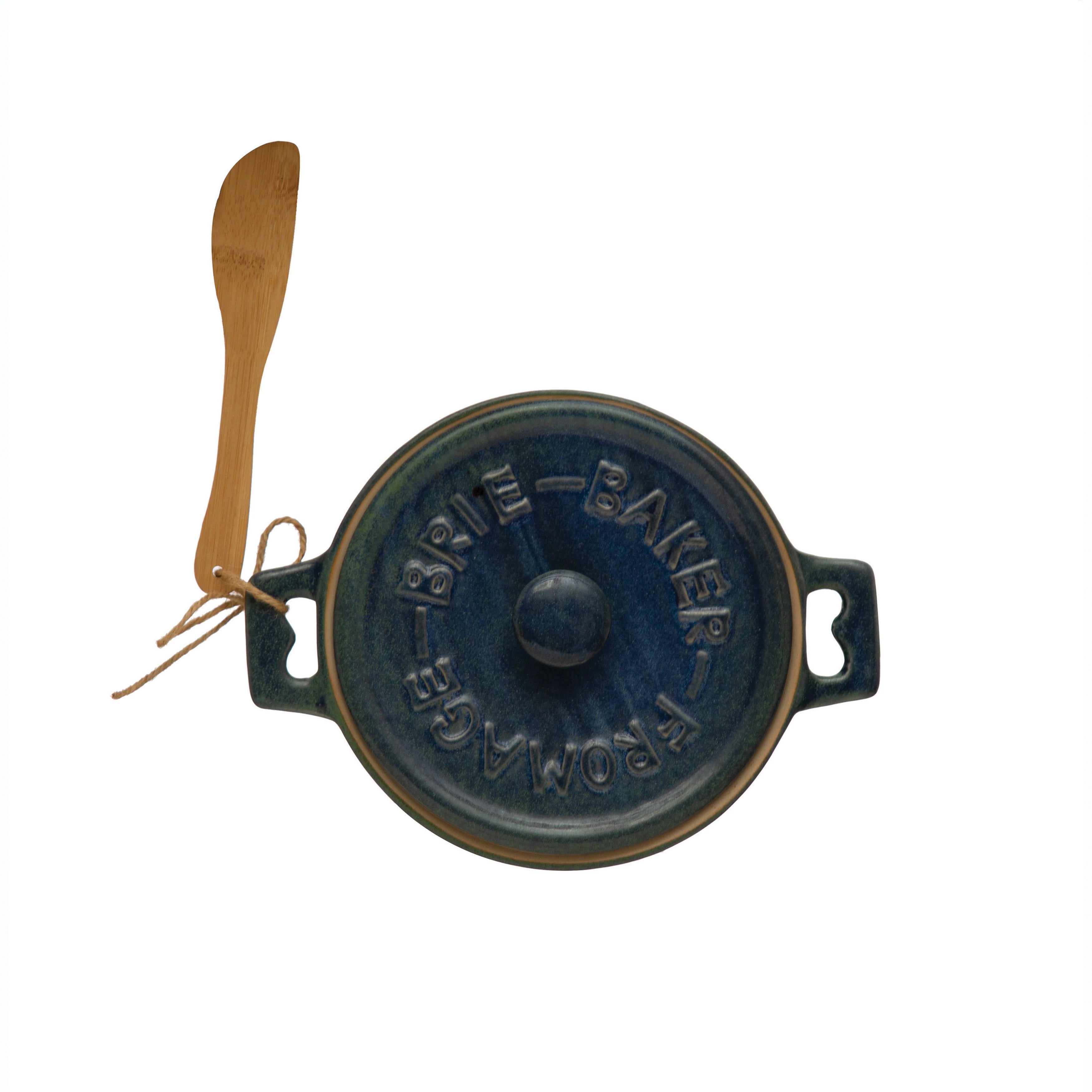 Blue Glazed Ceramic Brie Baker for Oven - Perfect for Baking, Serving & Entertaining with Cheese, Dips & Small Dishes