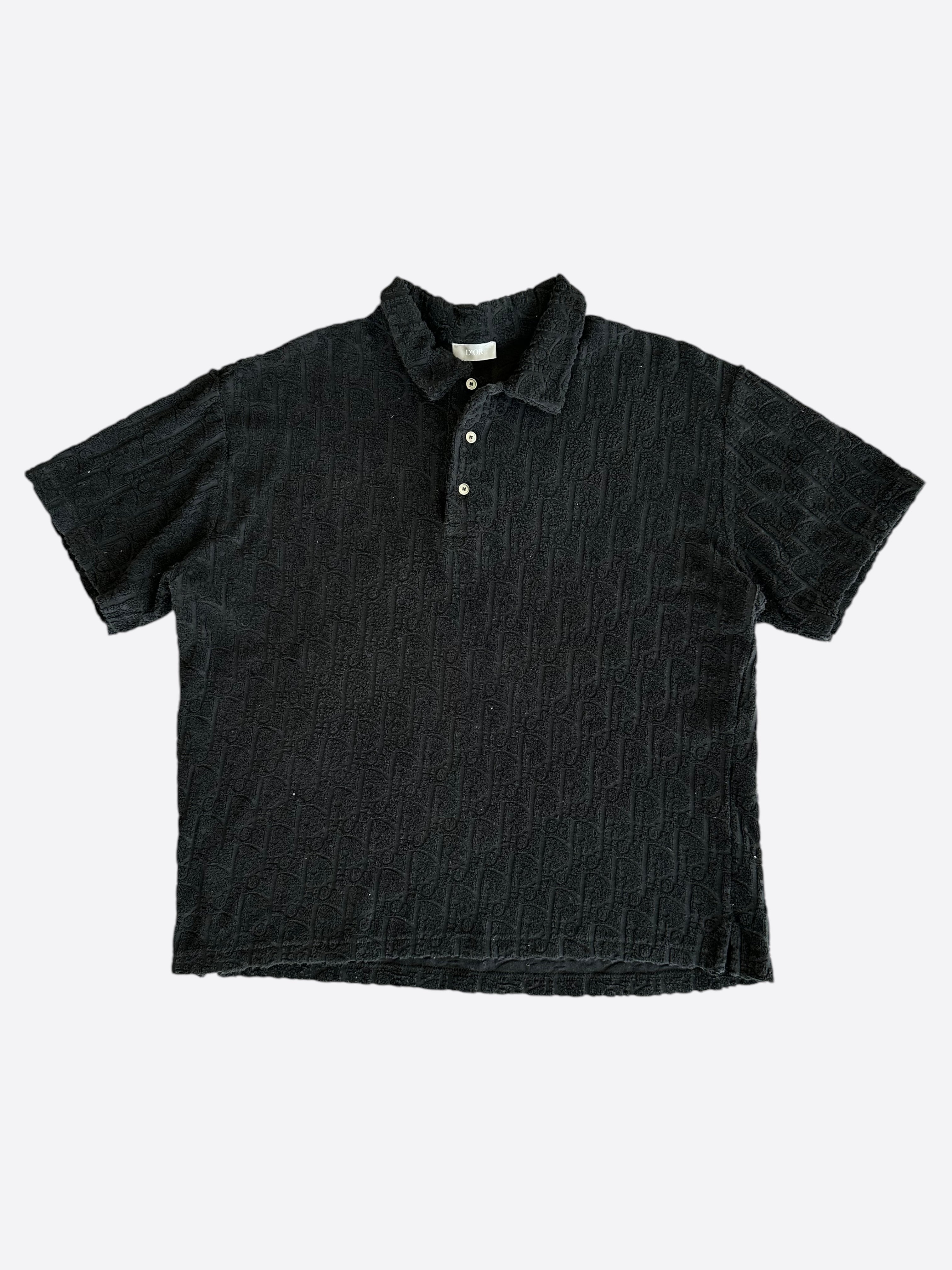 Dior Black Oblique Towel Polo T-Shirt for Men - Luxury Cotton Casual Shirt for Summer & Travel | Stylish & Comfortable Fashion Wear
