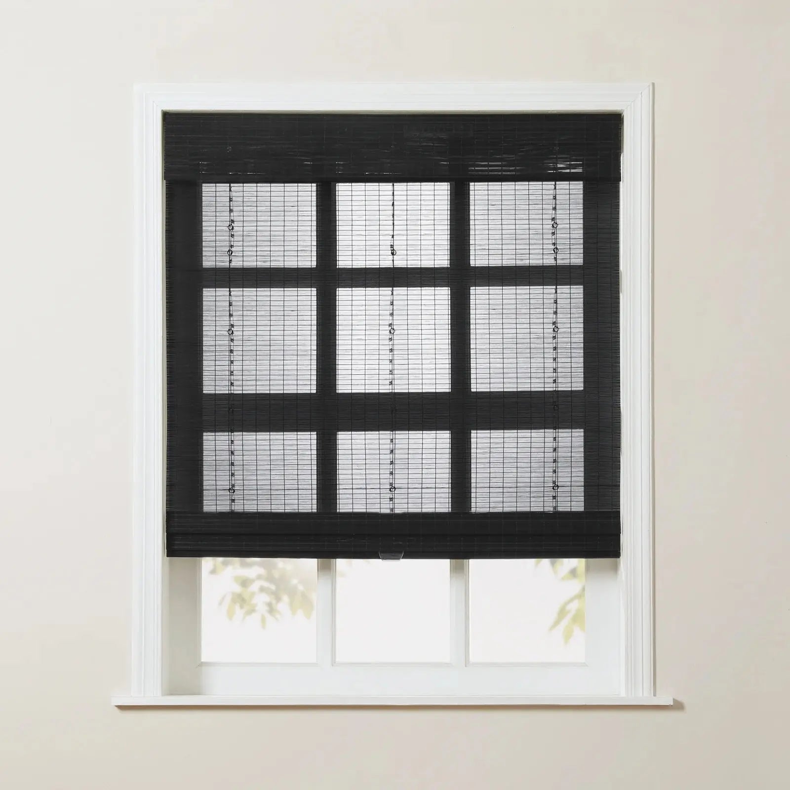 Sybil Bamboo Roman Shade - Moonless Night Color | Natural Eco-Friendly Window Treatment | Perfect for Living Room, Bedroom & Office Privacy