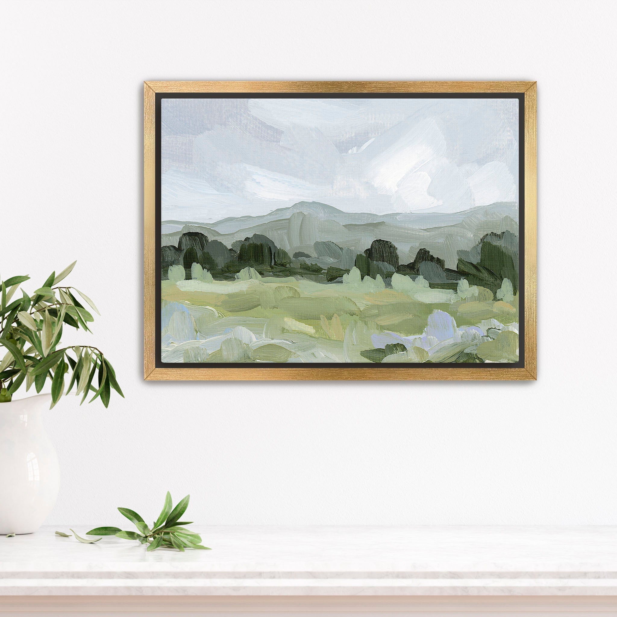 Sage Valley Art Print - Premium Canvas Wall Decor for Living Room, Bedroom & Office - Nature Landscape Painting for Home & Office Decor