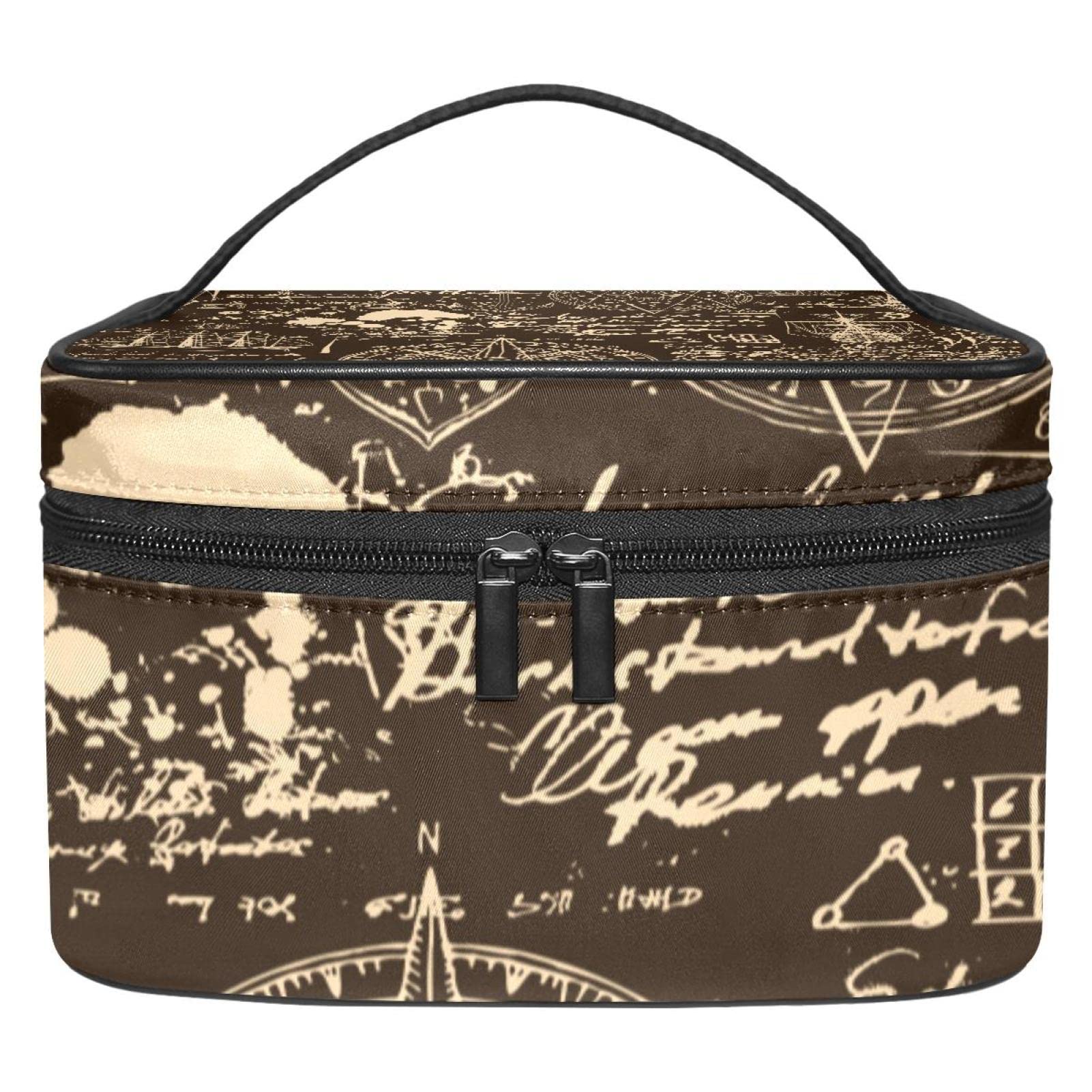 Black Pattern Travel Makeup Organizer Bag - Portable Cosmetic Case for Women & Girls | Perfect for Toiletries, Airplane Carry-on & Daily Beauty Essentials
