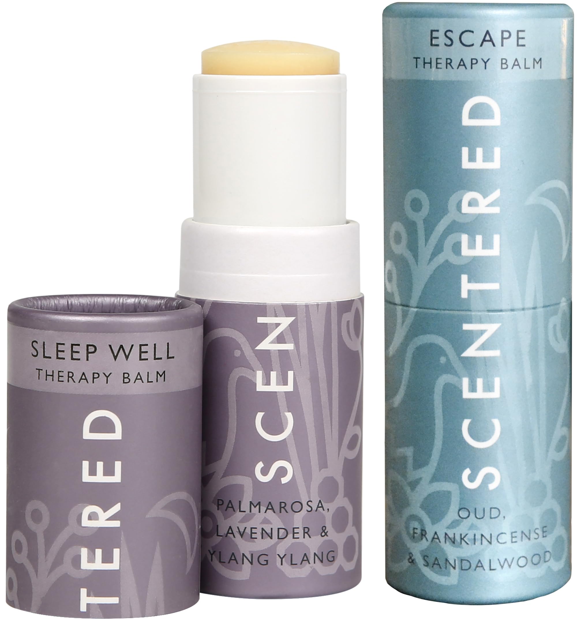 Scentered Aromatherapy Balm Stick Duo for Sleep & Meditation - Roll-On Essential Oil Blends with Oud, Lavender & Ylang Ylang - Natural Stress Relief & Relaxation - Perfect Aromatherapy Gift for Women - Use for Bedtime, Yoga & Travel