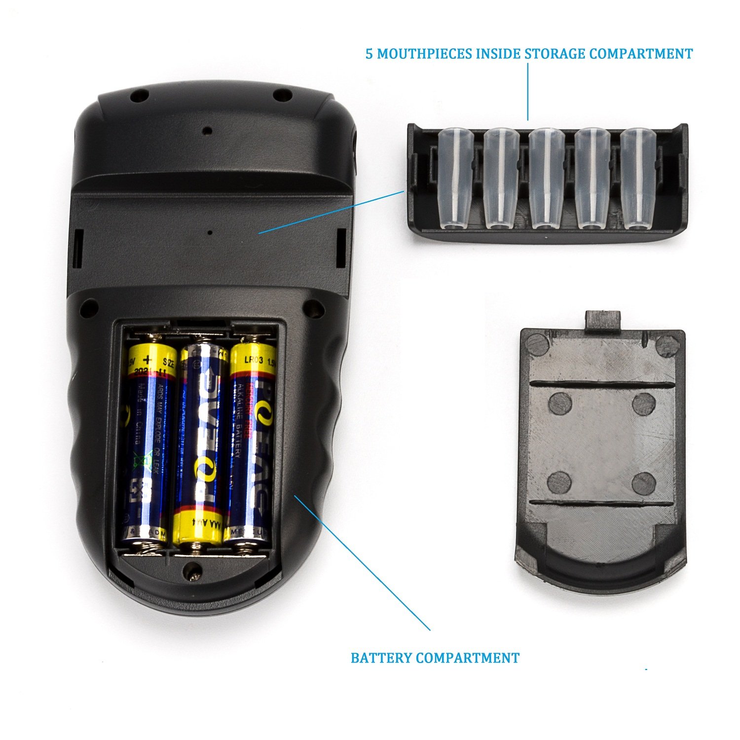 Professional Digital Breathalyzer - Portable Alcohol Breath Tester with 10 Disposable Mouthpieces for Personal & Workplace Safety | Accurate BAC Measurement for Drivers, Party-Goers & Safety Officers