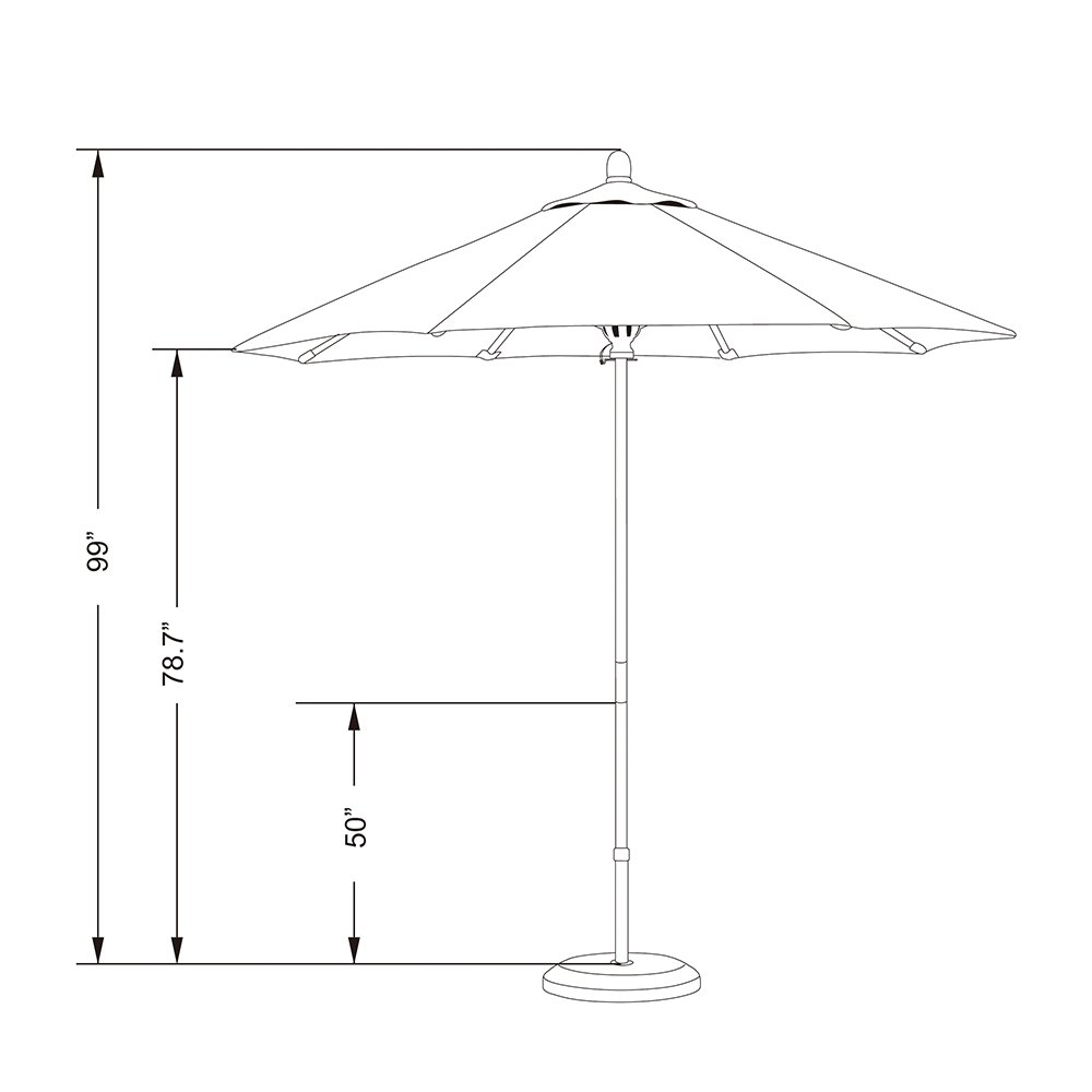 7.5' Wooden Market Umbrella - Sunbrella Heather Beige for Patio & Outdoor Dining