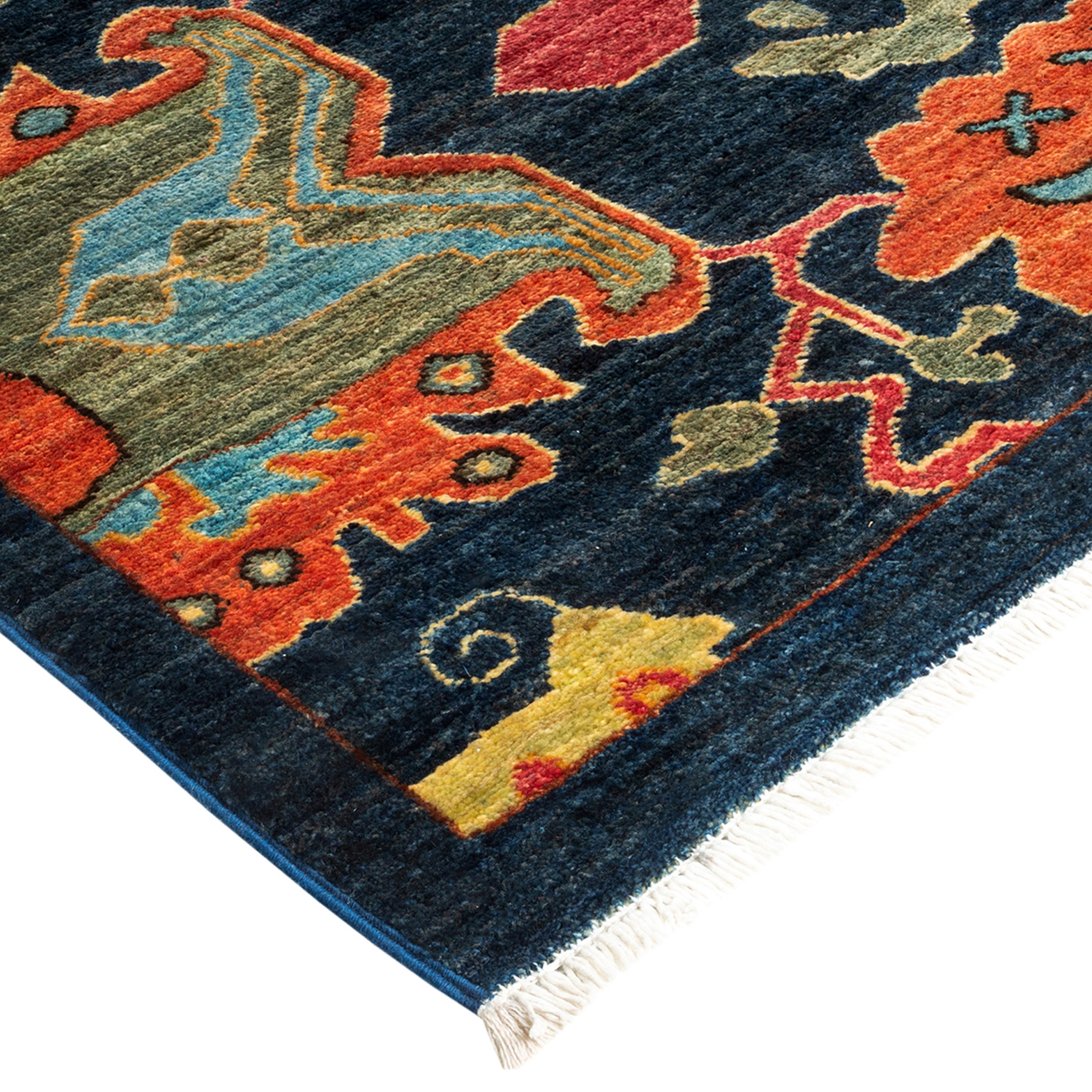 Handmade Blue Traditional Serapi Wool Rug 8'10 x 11'8 - Authentic Persian Design for Living Room, Bedroom & Home Decor