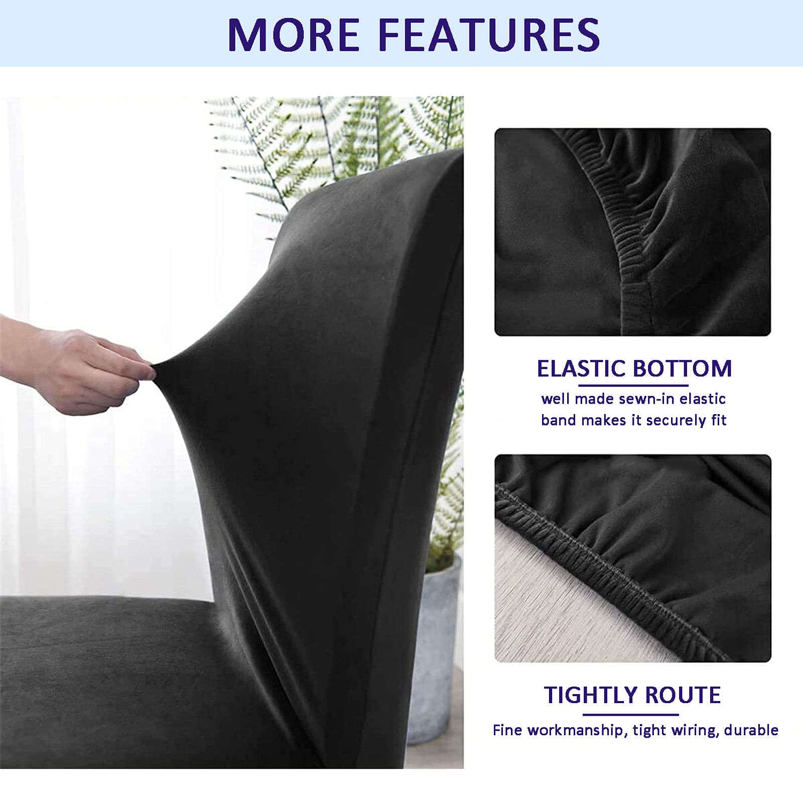 Luxury Velvet Dining Chair Covers - Stretchable Slipcovers for Chairs, 4-Pack Washable Seat Protectors - Perfect for Dining Room, Living Room & Bedroom Decor - Elegant Black Set