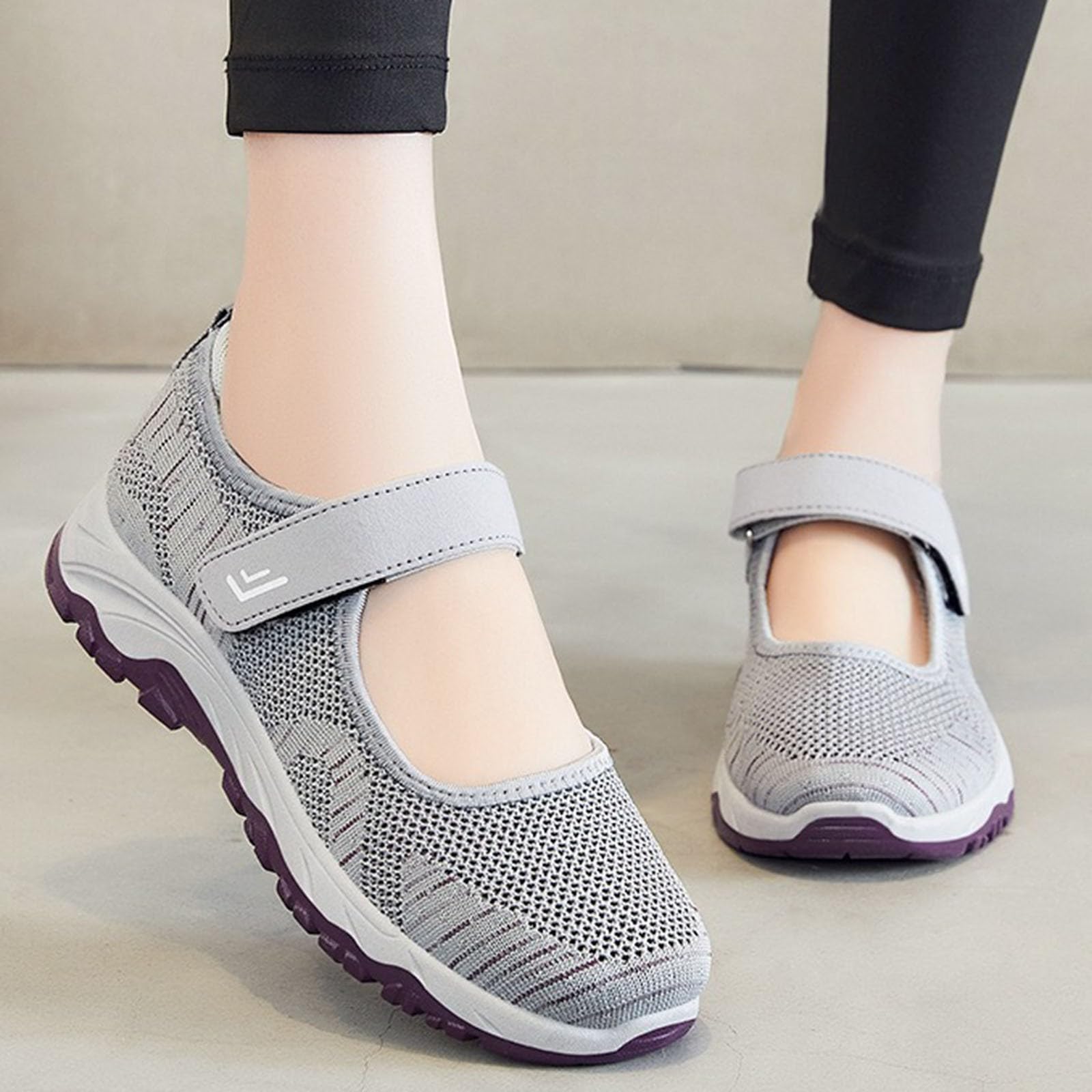 AMDBEL Women's Fashion Sneakers - Lightweight Breathable Comfortable Walking Shoes with Adjustable Buckle & Wide Width Design | Perfect for Casual Wear, Workout & Daily Activities