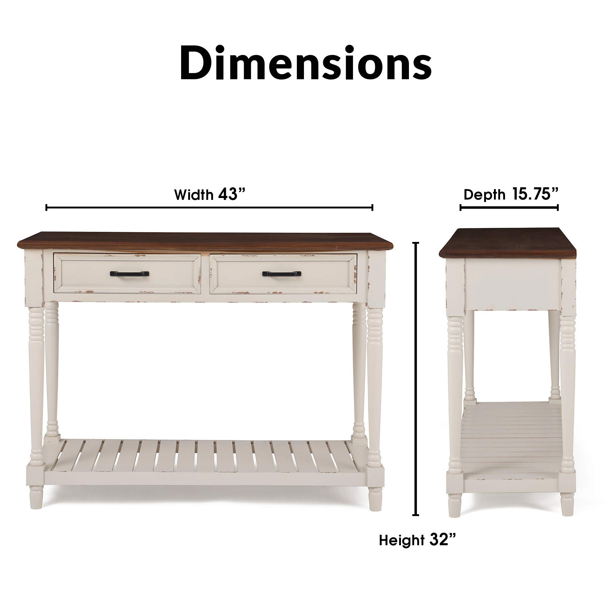 ClickDecor Baker Modern Console Table - White Entryway Storage & Home Office Writing Desk with 2 Drawers | Mid-Century Living Room Furniture for Small Spaces | Perfect for Hallway Organization, Apartment Decor & Workspace Solutions