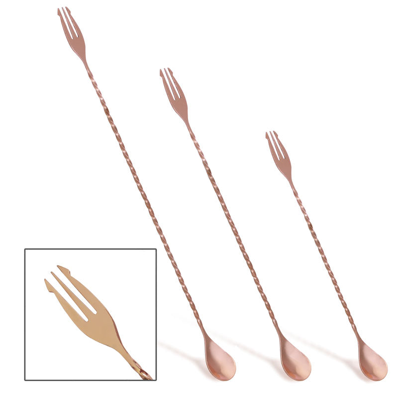 BarConic® Copper Trident Bar Spoons - Professional Mixology Tools (12/14/16 Inch Options) - Perfect for Cocktail Making, Home Bars & Bartending Accessories
