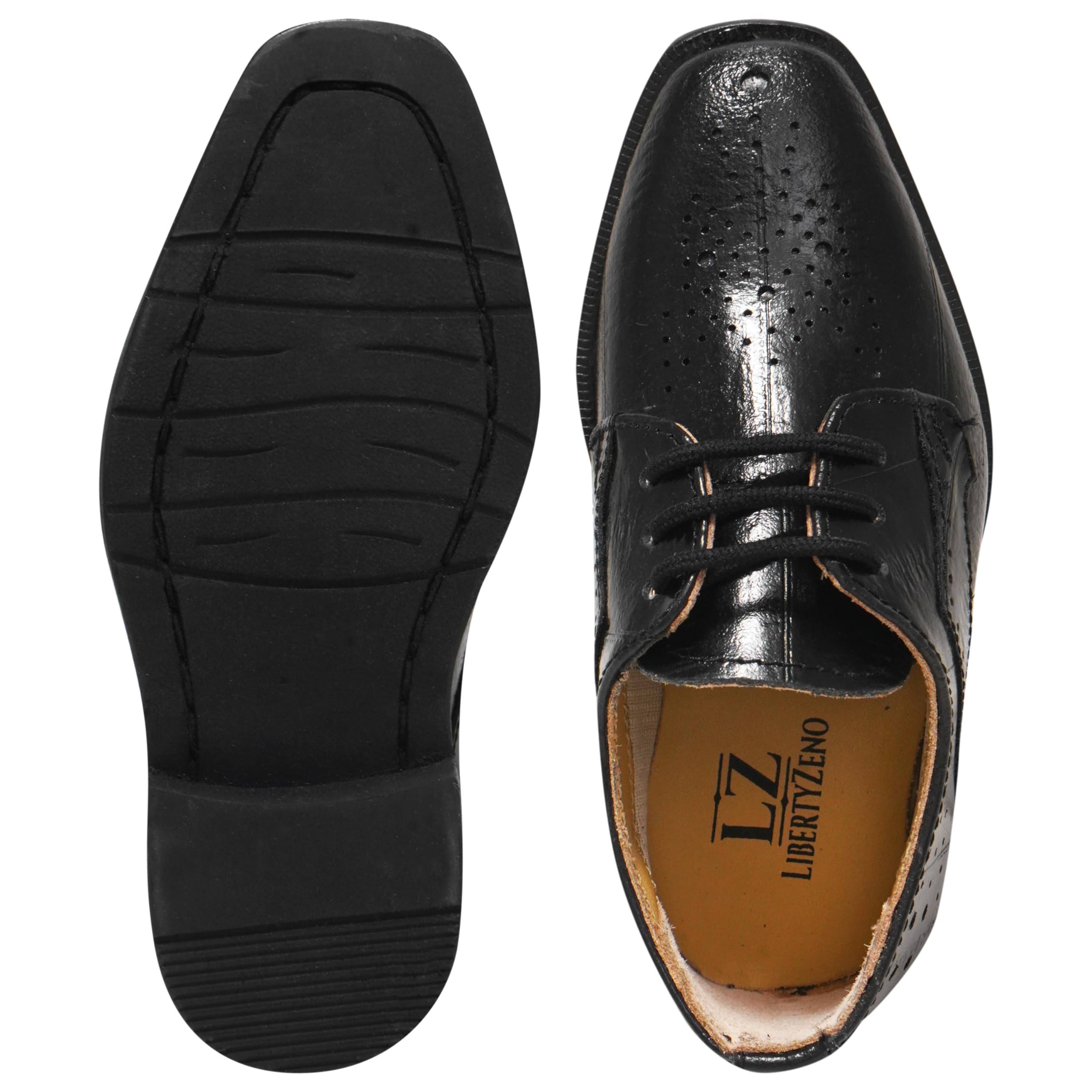 LIBERTYZENO Genuine Leather Boys Oxford Dress Shoes with Animal Print - Comfortable Lace-Up Formal Shoes for Toddlers & Kids - Perfect for Easter Gifts, School Events & Special Occasions
