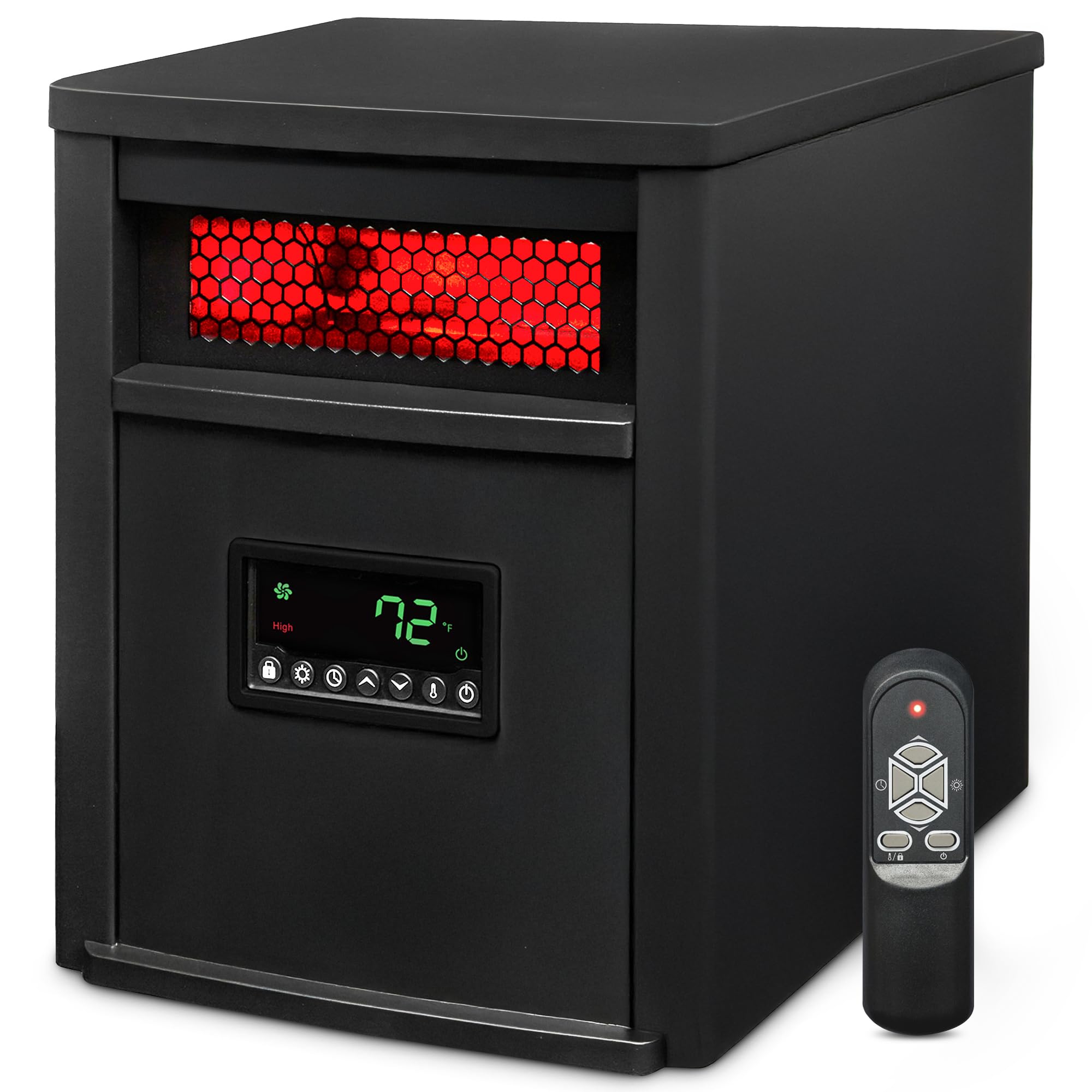 LifeSmart 1500W Infrared Quartz Space Heater with Remote - 8 Heating Elements Portable Electric Heater for Home, Office & Bedroom | Fast Heating, Energy Efficient & Quiet Operation