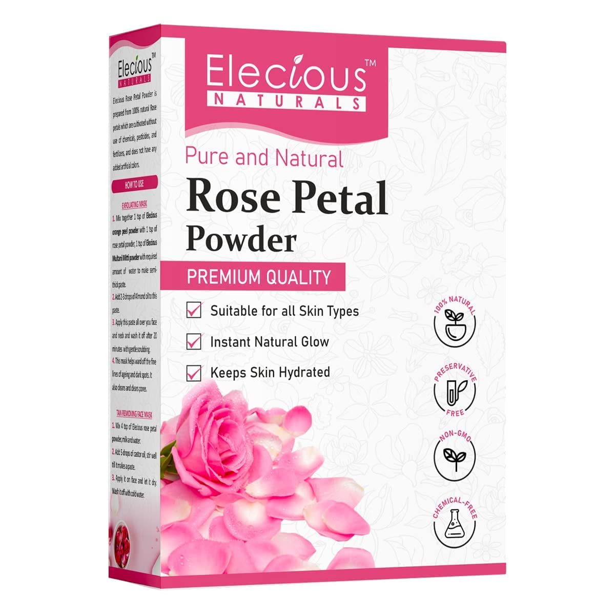 Pure Rose Petals Powder for Face & Skin Care - 200g | AOZA Elecious | Natural Skincare, DIY Beauty Masks & Aromatherapy