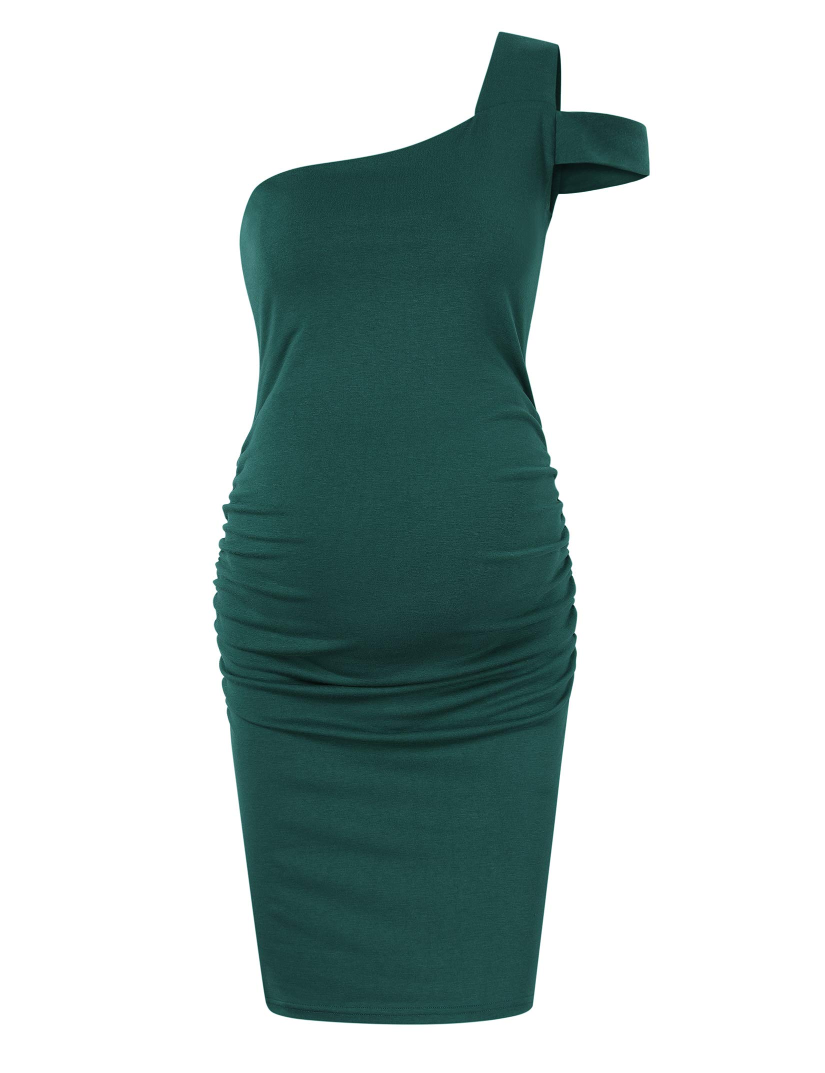 Coolmee Women's Maternity Dress - Casual V-Neck Sleeveless Ruched Knee-Length Pregnancy Dress (Black, Navy, Gray) - Perfect for Office, Baby Shower & Summer Outings