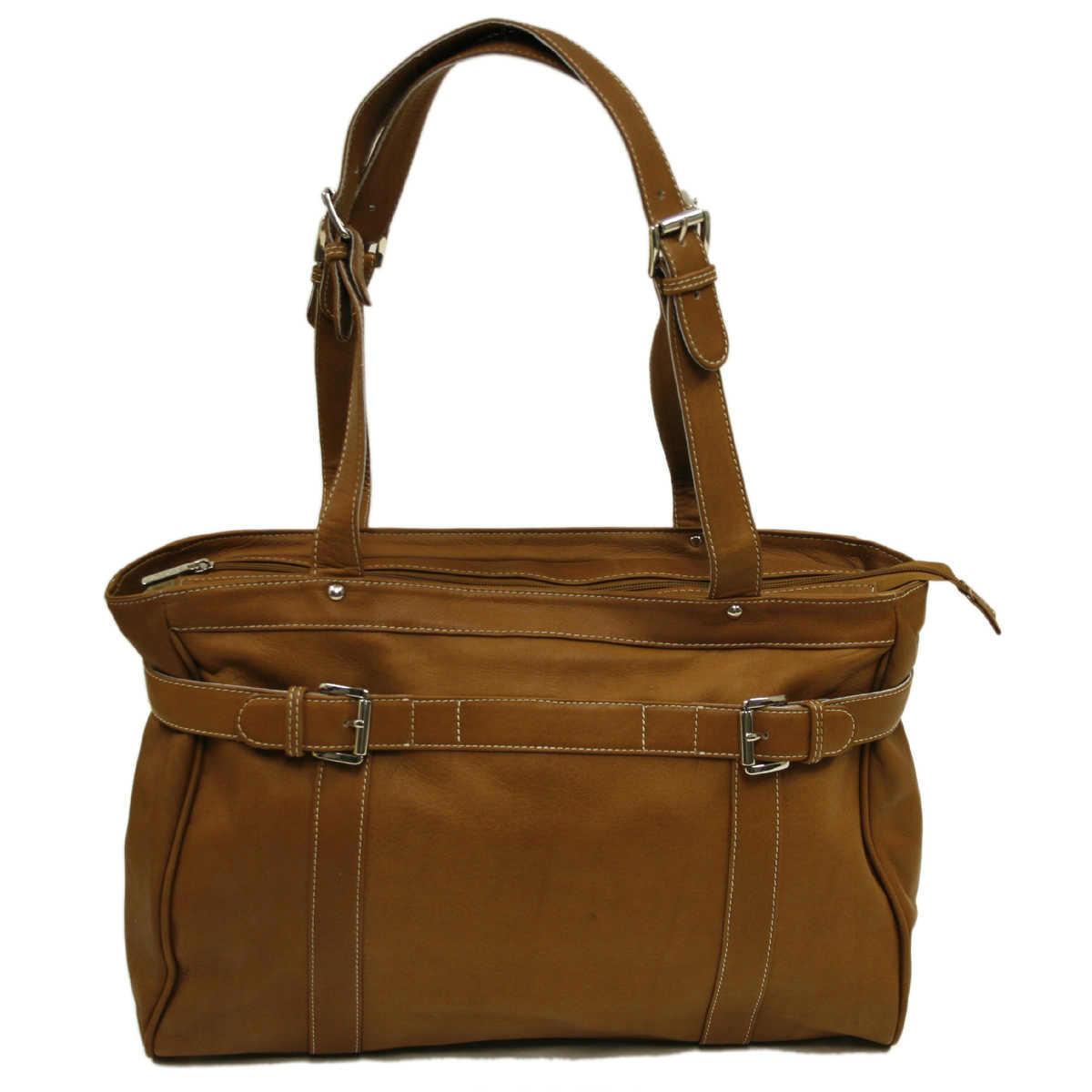 Premium Genuine Leather Computer Tote Bag for Women & Men - Professional Laptop Briefcase with Adjustable Belt - Ideal for Office, Business Travel & Work Commute