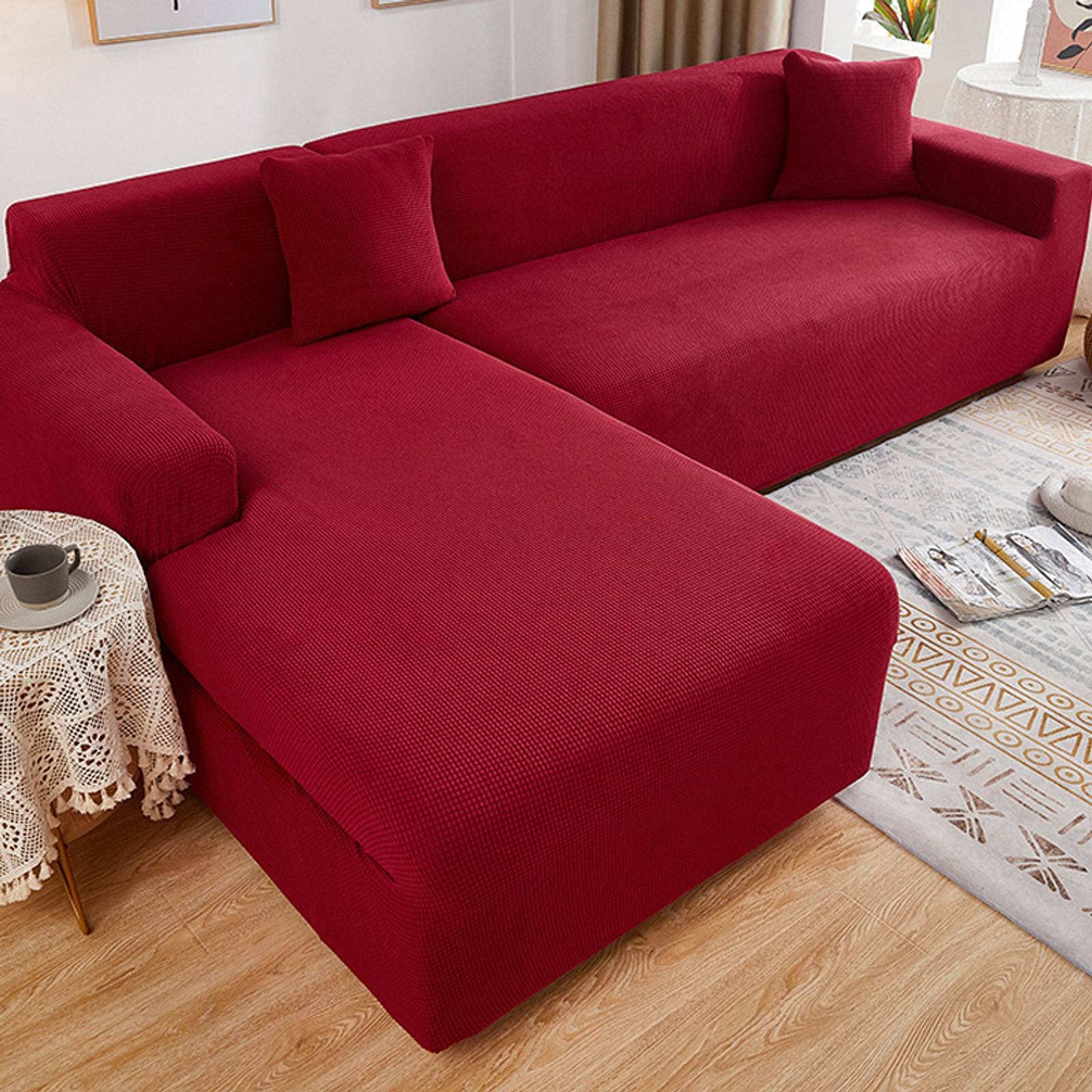 YQJYMFZ Stretch Sofa Slipcover - Soft 3 Seater Couch Cover for Living Room (190-230cm) - Pet & Child Friendly - Red | Perfect for Home Decor, Furniture Protection & Daily Use