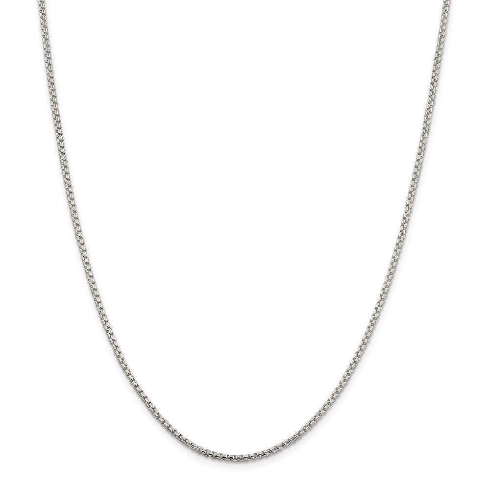 Roy Rose Jewelry 2mm Sterling Silver Round Box Chain Necklace 24 Inch - Perfect for Layering, Gift Giving & Everyday Wear