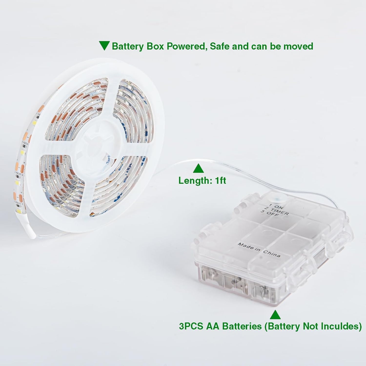 Battery Powered LED Strip Lights - 13.2ft Warm White with Remote Control, 240 LEDs Dimmable & Cuttable, Waterproof for Home Decoration, Bedroom, Kitchen, Bathroom, Fish Tank, Wedding Decor - Timer Function Included