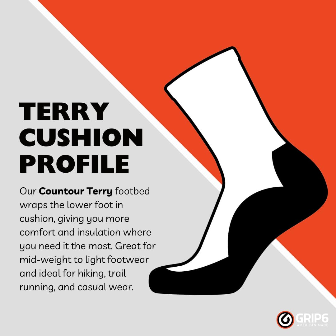 GRIP6 Merino Wool Crew Socks for Hiking & Outdoor - Lightweight USA-Made Wool Socks for Men & Women - Perfect for Camping, Backpacking & Daily Wear