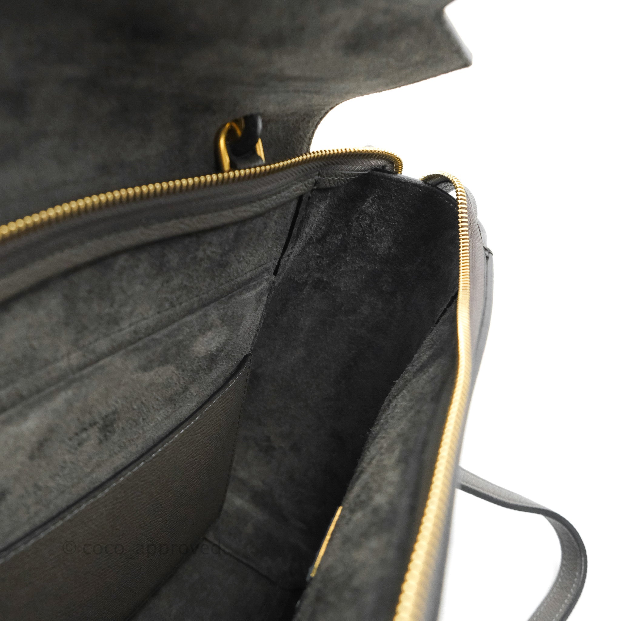 Celine Micro Belt Bag in Grey Grained Calfskin with Gold Hardware - Luxury Crossbody Bag for Women, Perfect for Work, Travel & Everyday Use