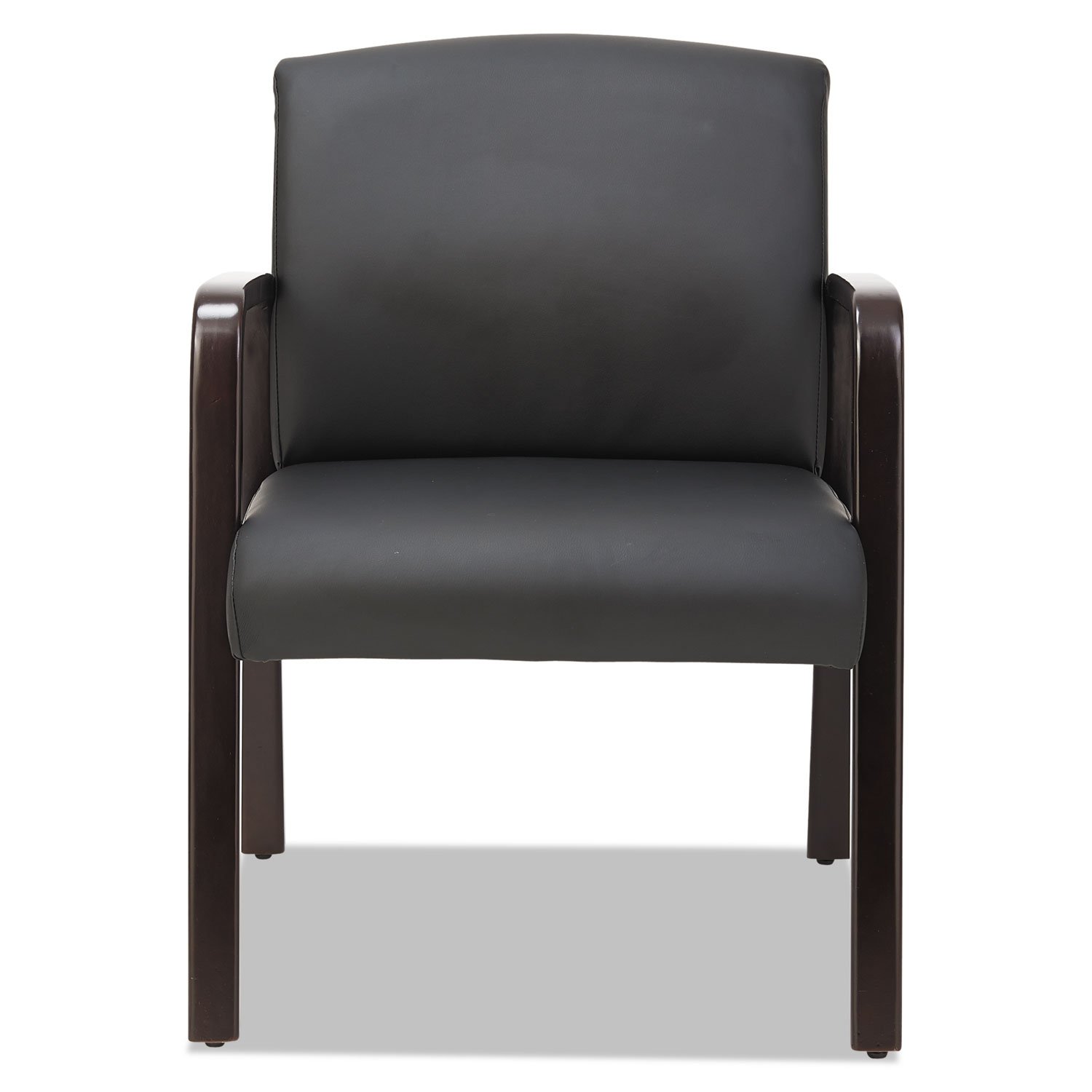 Alera RL4319E Reception Lounge Series Guest Chair - Espresso/Black Leather - Comfortable Office Waiting Room Chair for Reception Areas, Lobbies & Guest Seating