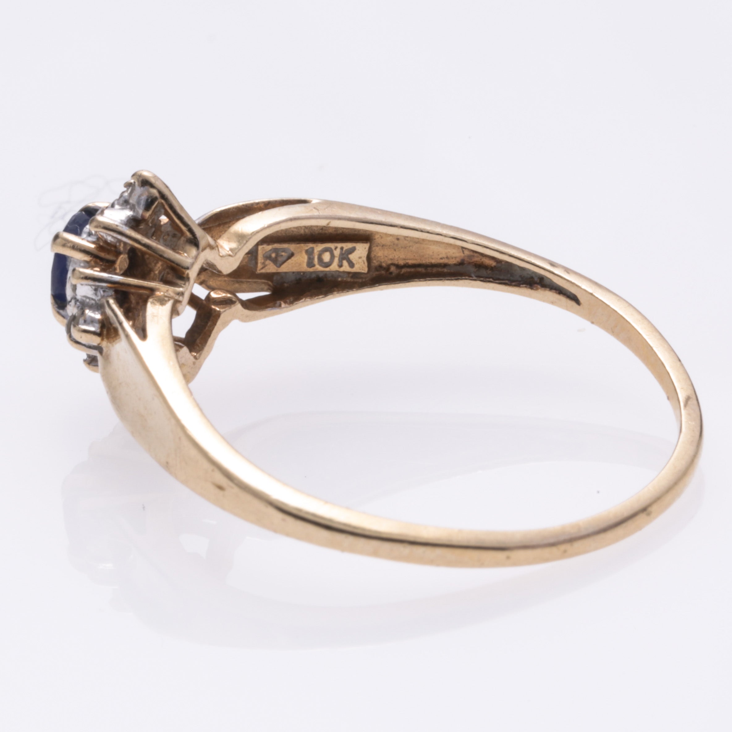 10K Yellow Gold Sapphire and Diamond Ring - 0.216ct Natural Sapphire & 0.12ctw Diamonds - Size 9 | Elegant Engagement, Anniversary Gift for Her | Perfect for Weddings, Proposals & Special Occasions